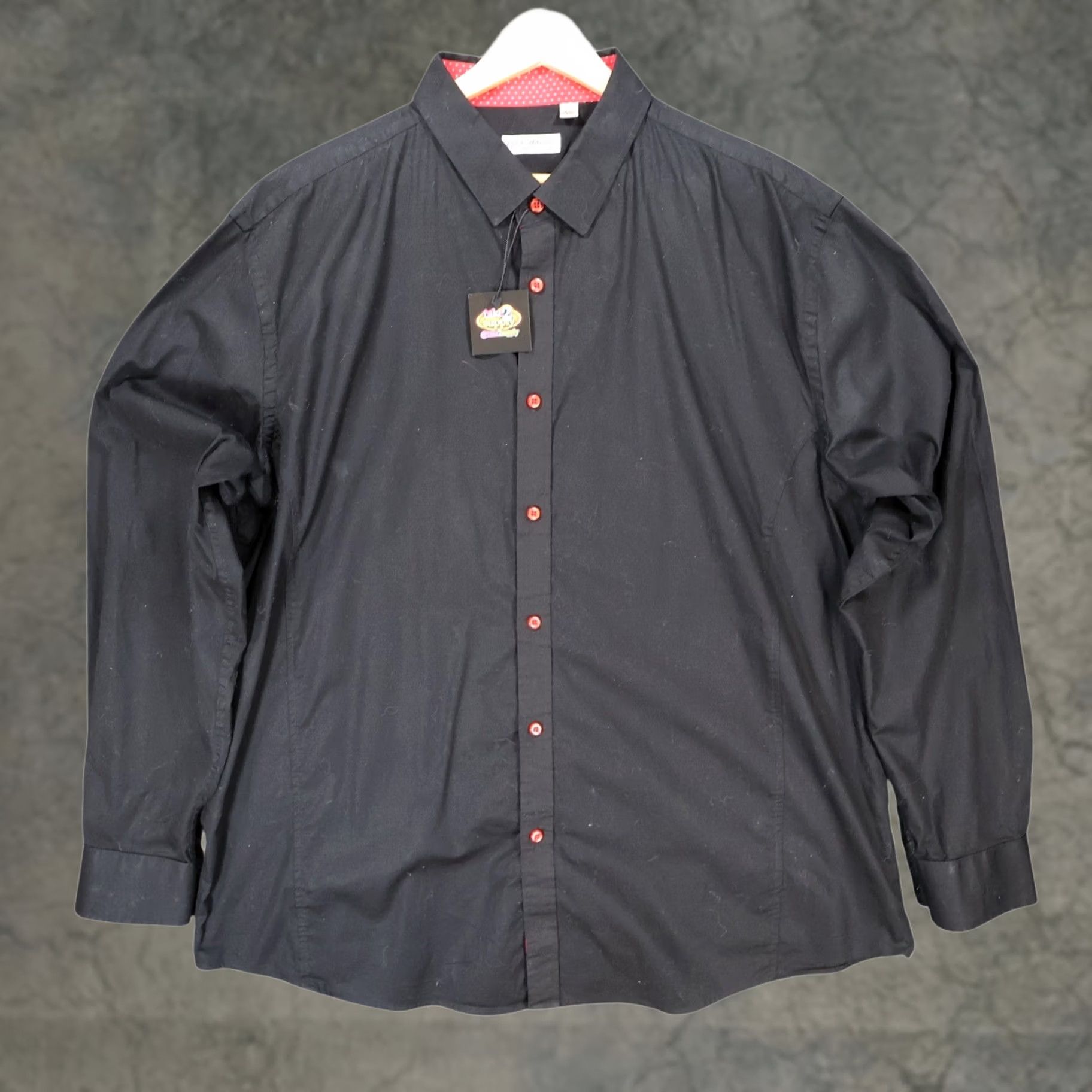 Vintage Alex Vando Button Down Shirt Mens XXL Black Trim Red Buttons Polka Dot Size US XXL / EU 58 / 5 - 1 Thumbnail