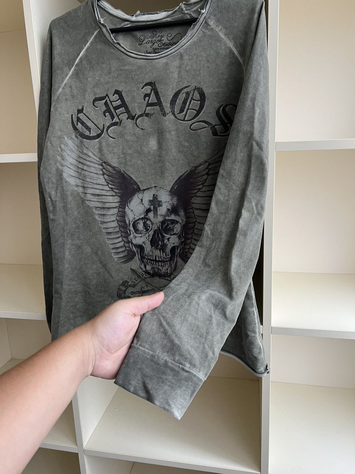 Vintage Y2K Key Largo CHAOS Skull Long Sleeve T-Shirt Size US M / EU 48-50 / 2 - 10 Thumbnail