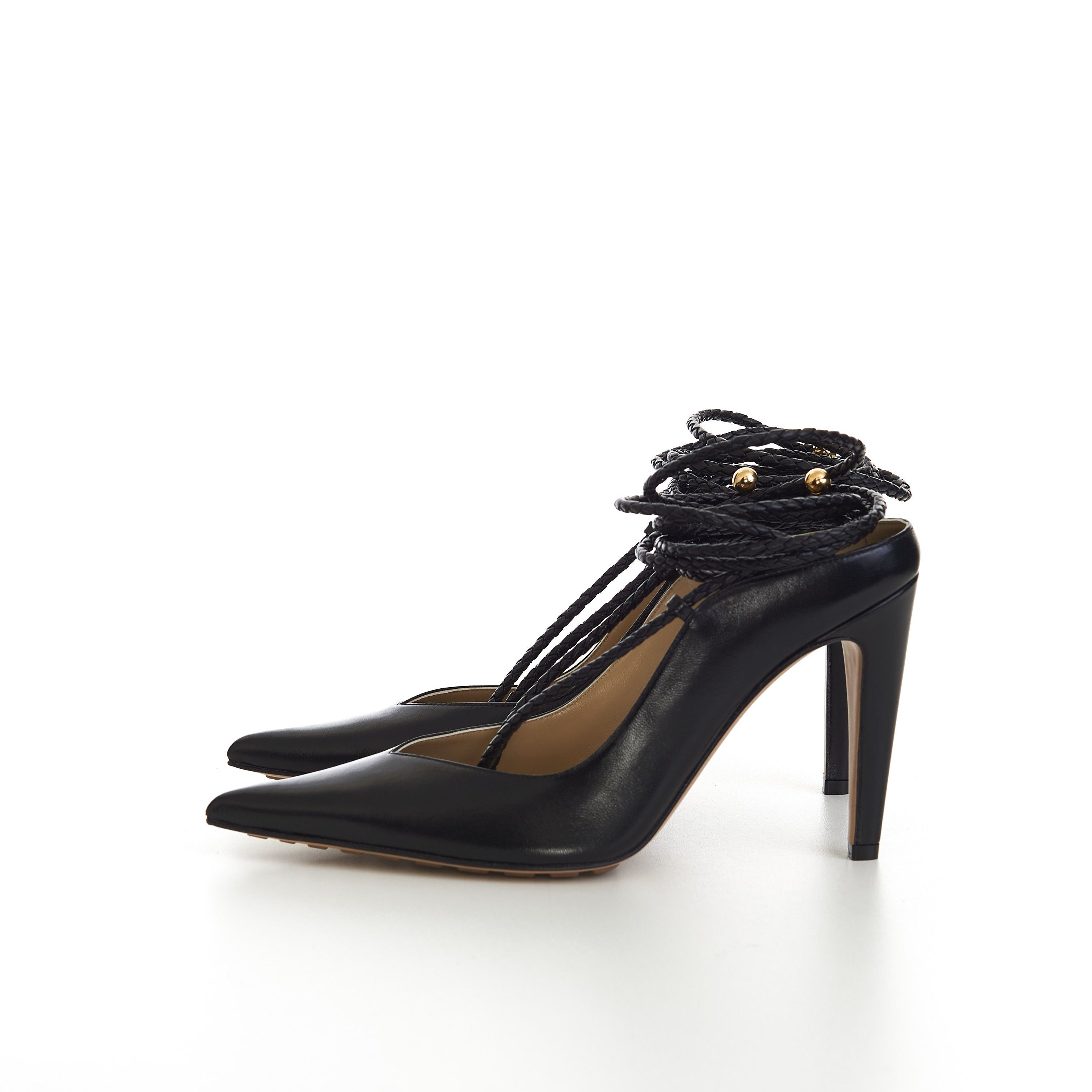 Bottega Veneta Spritz Strap Open Back Pumps In Black Leather Size US 6 / IT 36 - 4 Thumbnail