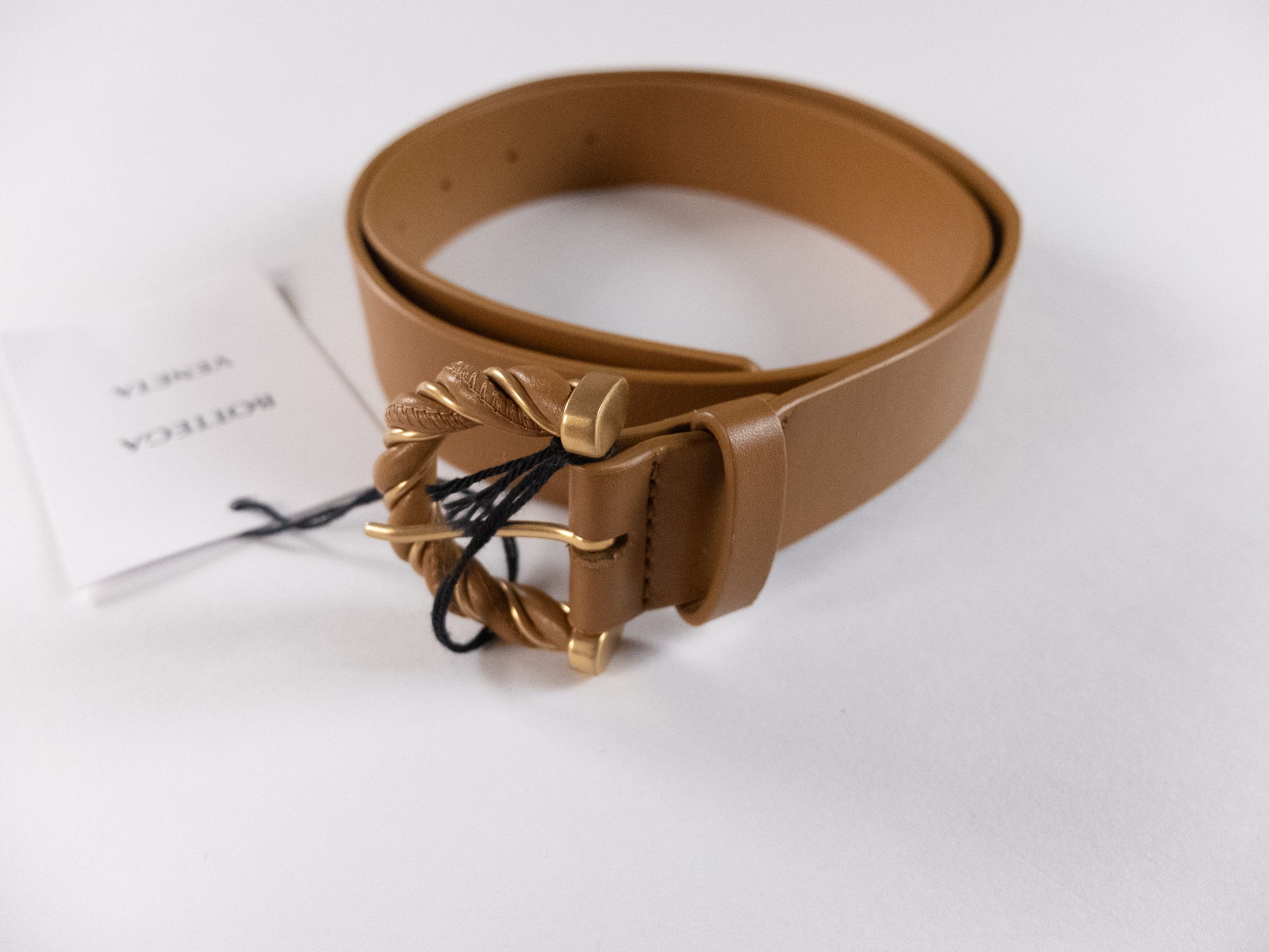 Bottega Veneta BOTTEGA VENETA Twist camel brown leather belt 80 Size ONE SIZE - 4 Thumbnail