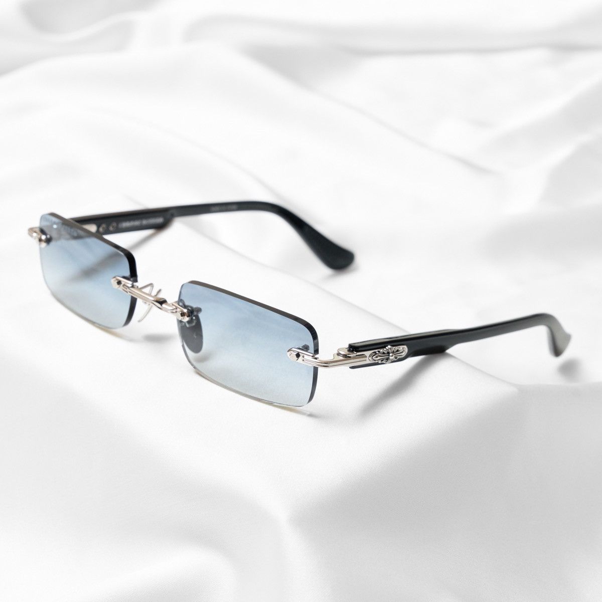 Chrome Hearts CHROME HEARTS DEEP I SHINY SILVER BLACK PLASTIC SUNGLASSES Size ONE SIZE - 2 Thumbnail