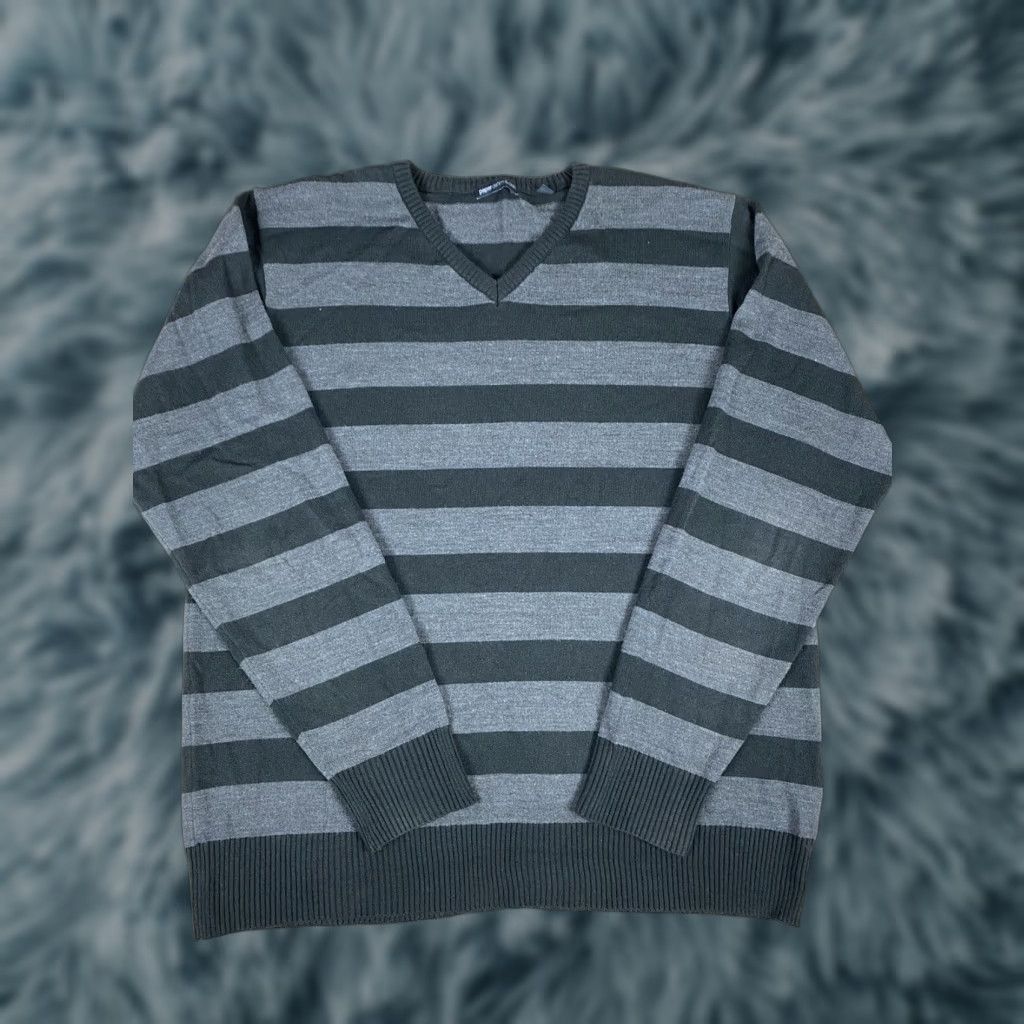 Denime VINTAGE Paper Denim & Cloth Striped V-Neck Pullover Sweater Shirt Mens XL Gray-Black Pullover Size US XL / EU 56 / 4 - 1 Thumbnail