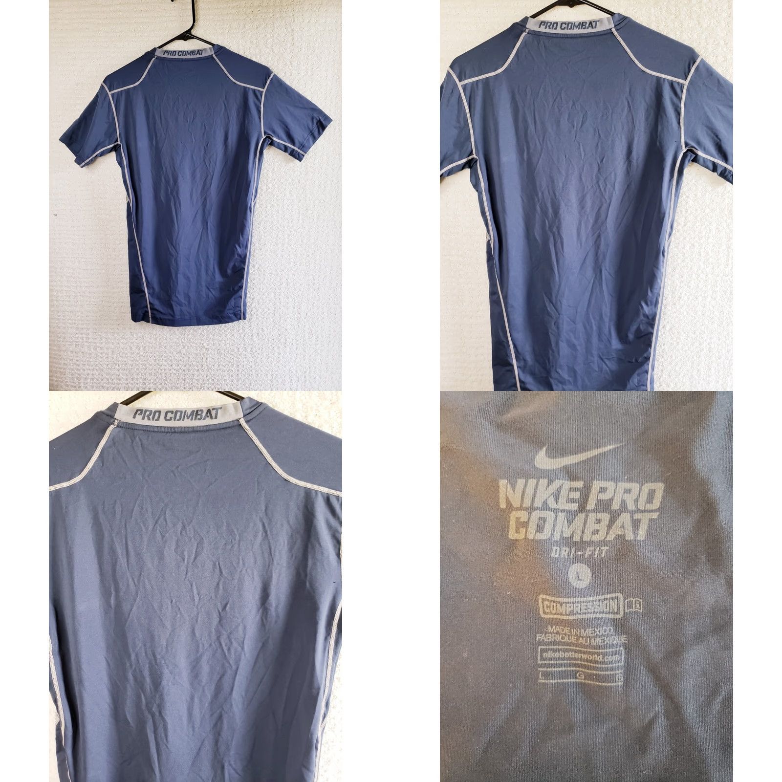 Nike Nike Pro Combat Dri-FIT Compression Men’s Large Navy Short Sleeve Athletic Shirt Size US L / EU 52-54 / 3 - 8 Thumbnail
