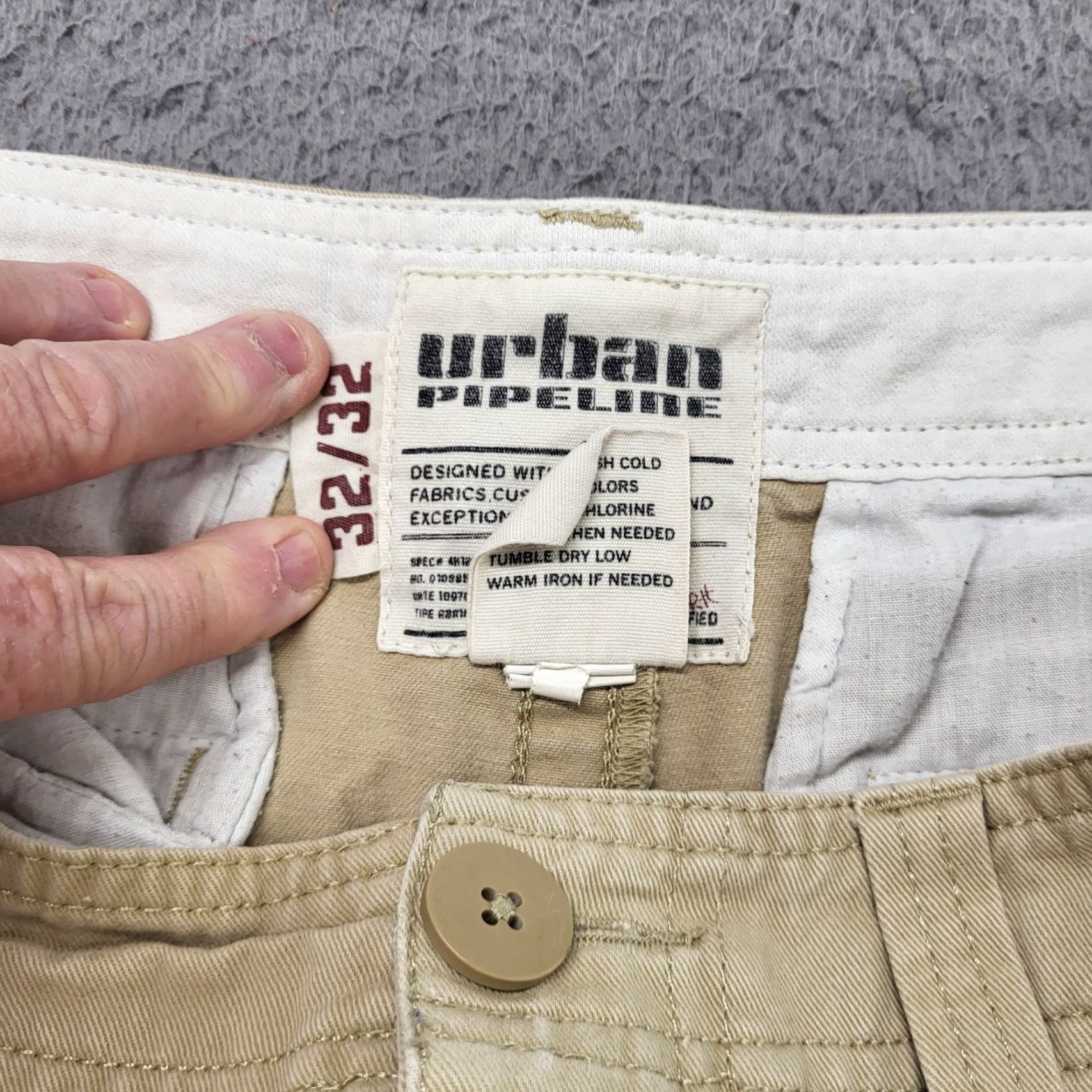 Vintage Urban Pipeline Pants Men's 32x32 Khaki Chino Straight Leg Casual Workwear Travel | Regular | Beige | 32x32 | Denim? (Note: see constraints) Size US 32 / EU 48 - 2 Thumbnail