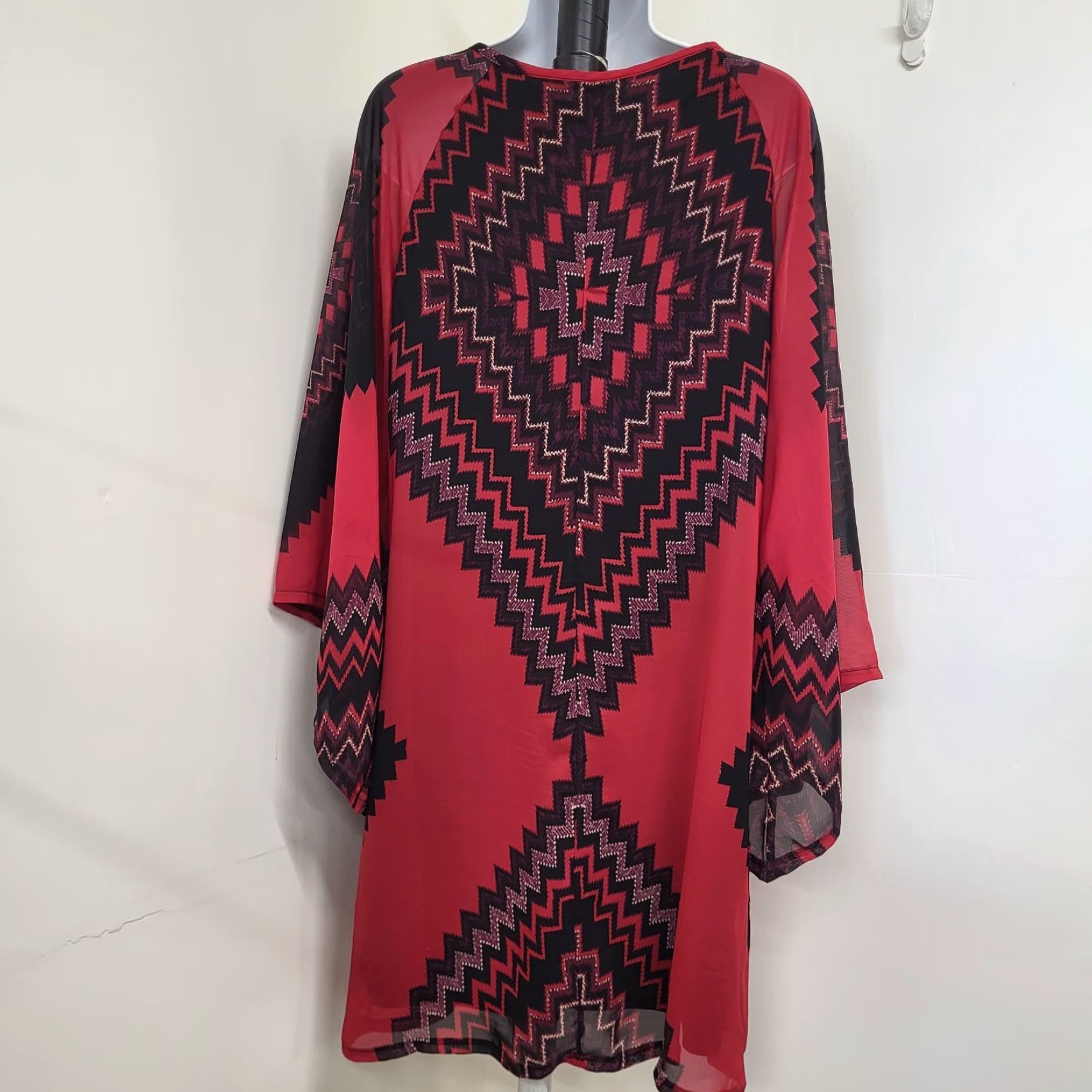 Wrangler Wrangler Dress Womens Medium Red/Black Aztec Americana Kimono Sleeve Geometric Pattern Vintage No Size M / US 6-8 / IT 42-44 - 7 Thumbnail