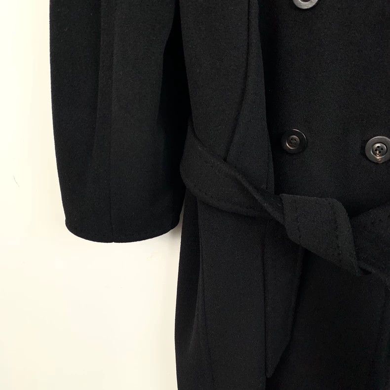 Max Mara Max Mara 101801 Black Lapel Double Breasted Belt Coat Size XS / US 0-2 / IT 36-38 - 4 Thumbnail