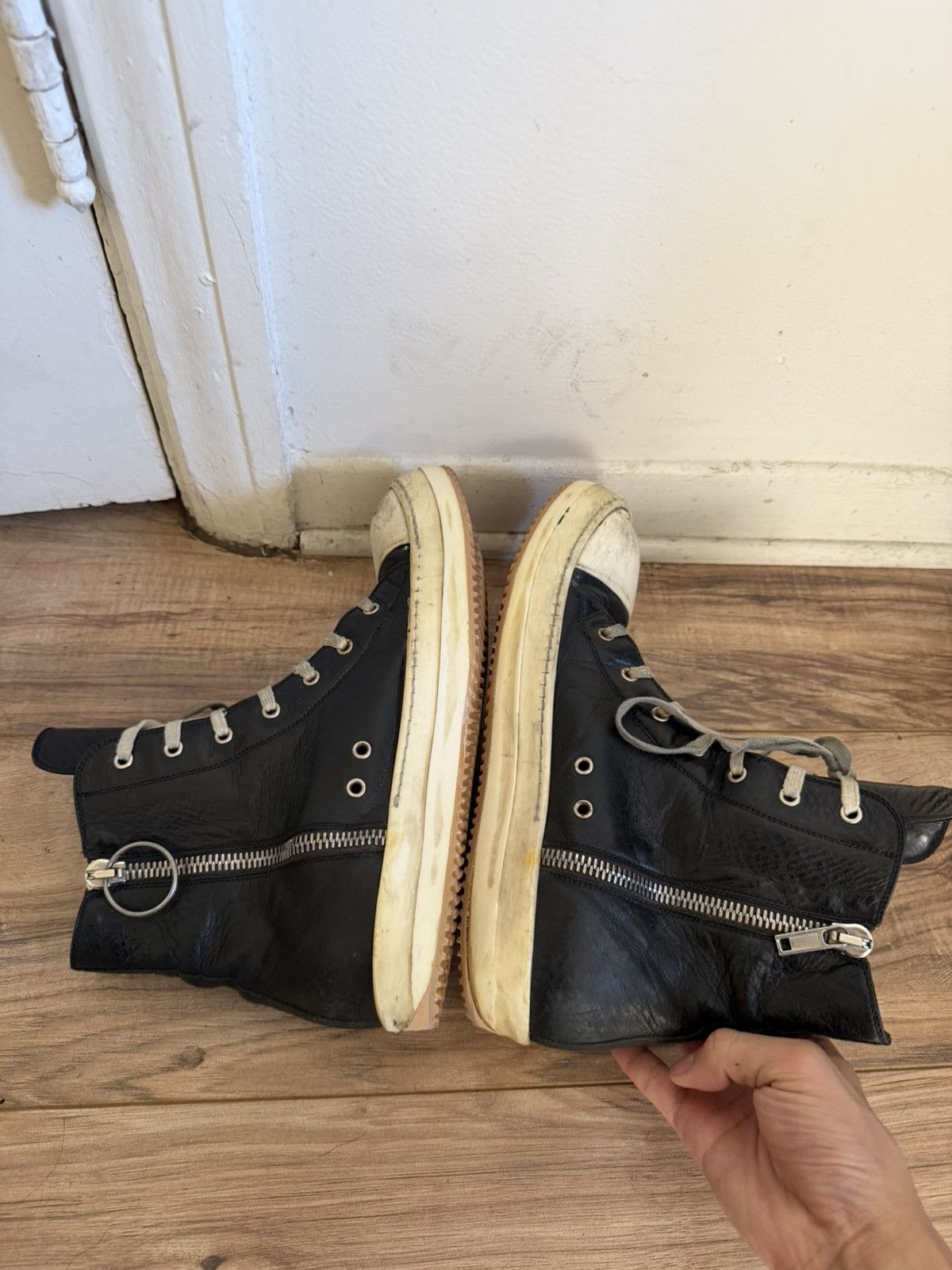 Rick Owens FW18 Mainline Leather Ramone Hightop Sneakers 44 Size US 11.5 / EU 44-45 - 5 Thumbnail