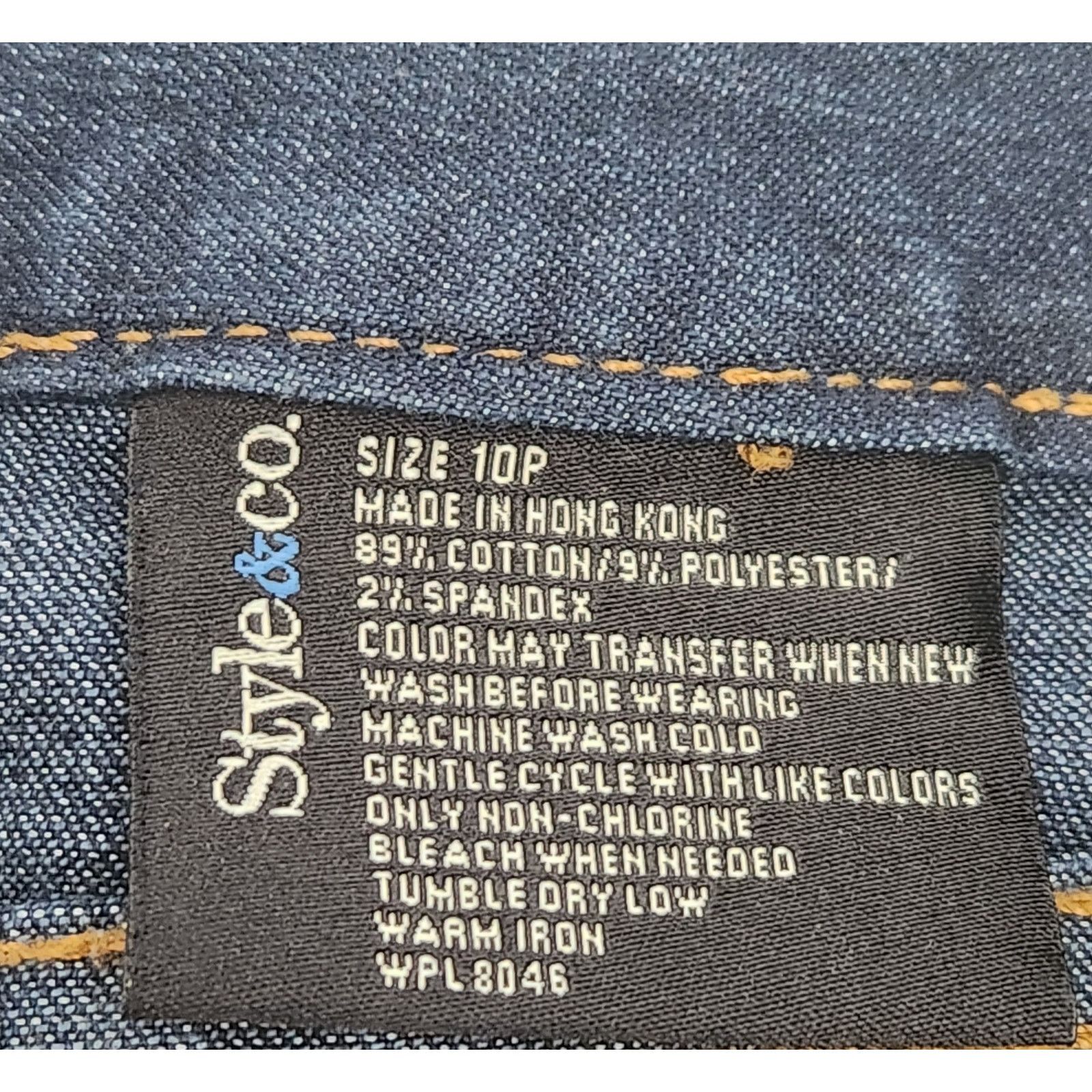 Other Style & Co Dark Blue Wide Cuffed Cropped Jeans 10P Stretch Size 33" - 5 Thumbnail