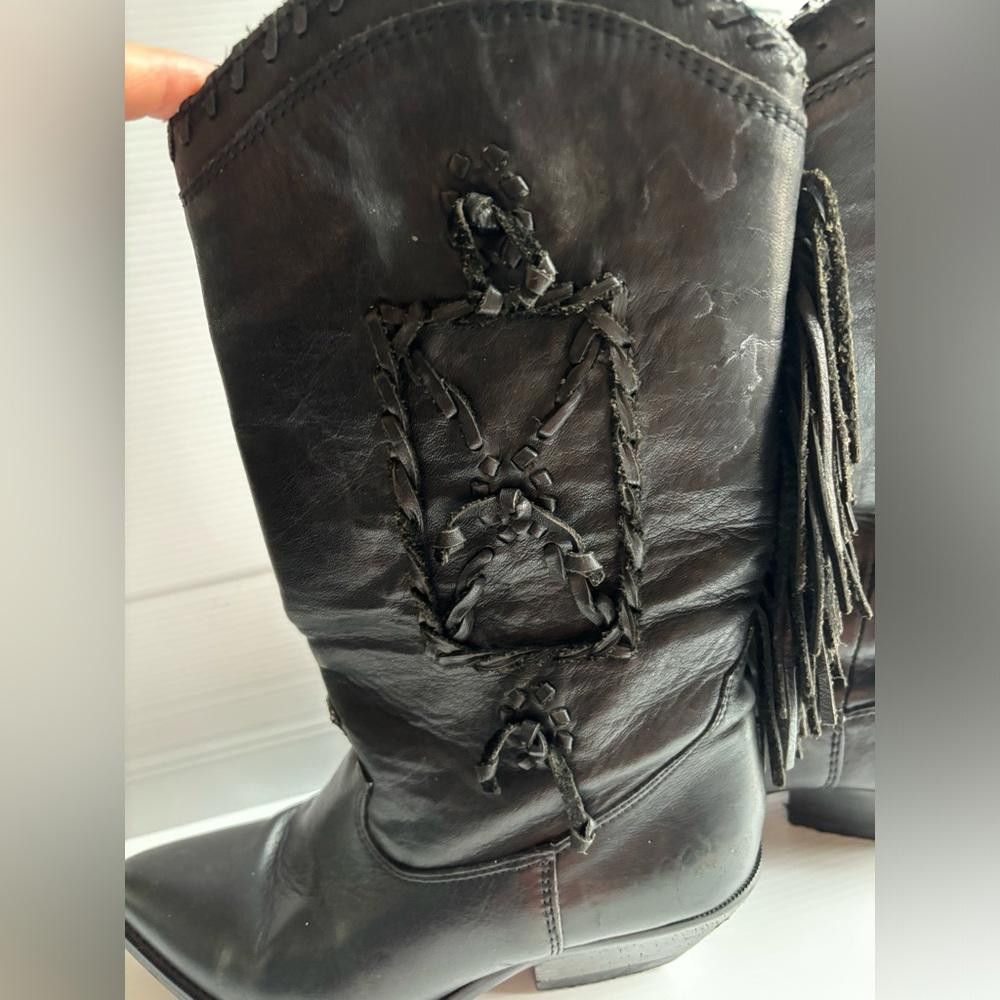 Designer Vintage Zodiac Carson Fringe Leather Cowboy Boots Size US 8 / IT 38 - 3 Thumbnail