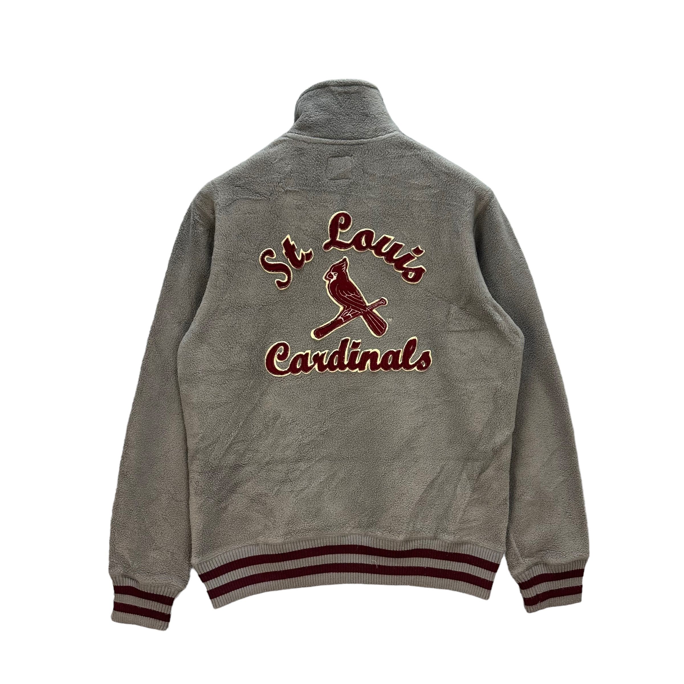 image of Mlb St Louis Cardinals Half Zip Turtle Neck Fleece 8838-030 in Grey, Men's (Size Medium)