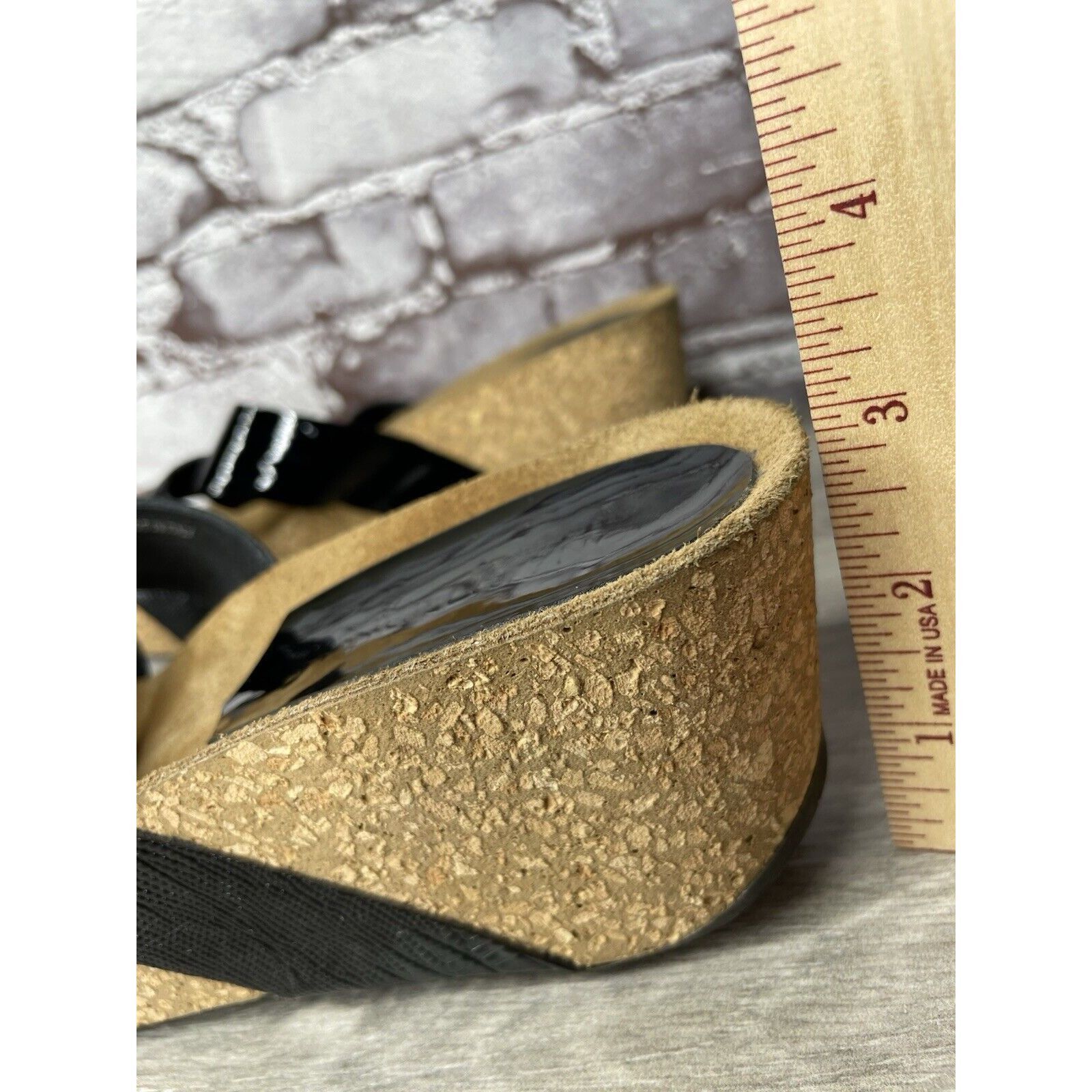 Donald Pliner Donald J. Pliner Gallo Black Patent Leather Toe Cork Wedge S Size US 8.5 / IT 38.5 - 9 Thumbnail