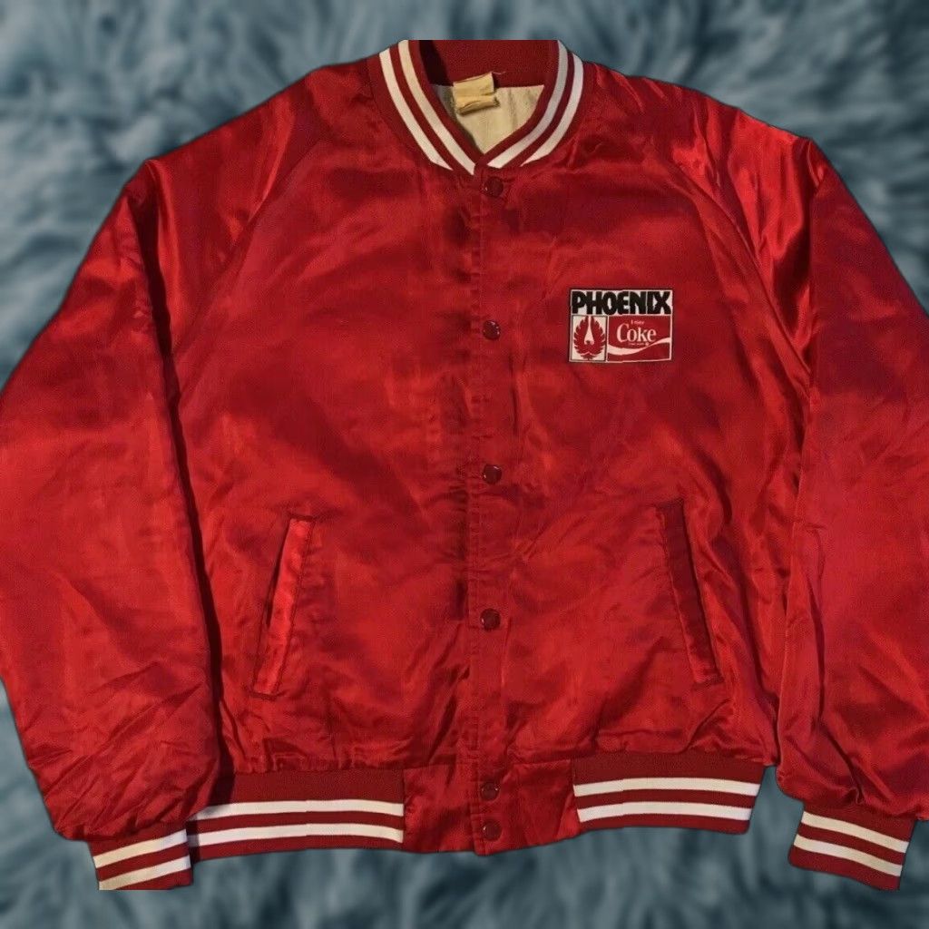 Vintage Vtg 80s Coke Phoenix Faded Promo Satin Jacket - Boxy Fit, 2XL, Blue, Coca Cola, US Made, Bomber, Mens Size US XXL / EU 58 / 5 - 1 Thumbnail