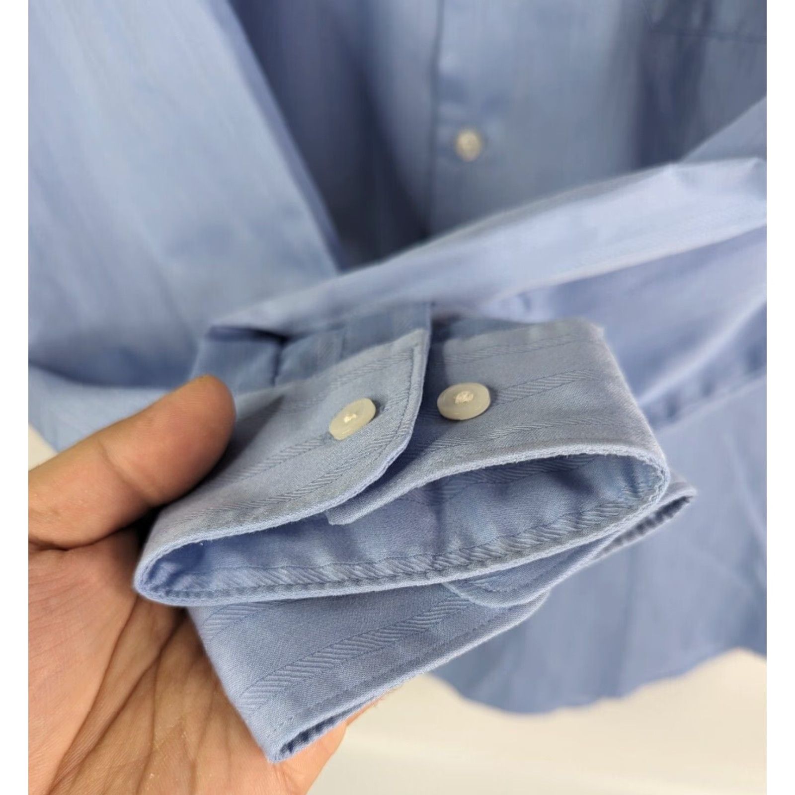 Vintage John Henry Mens Dress Shirt L Blue Pinstripe Long Sleeve 16.5 (34/35) Button-Front Shirt with One Chest Pocket Size 42R - 3 Thumbnail