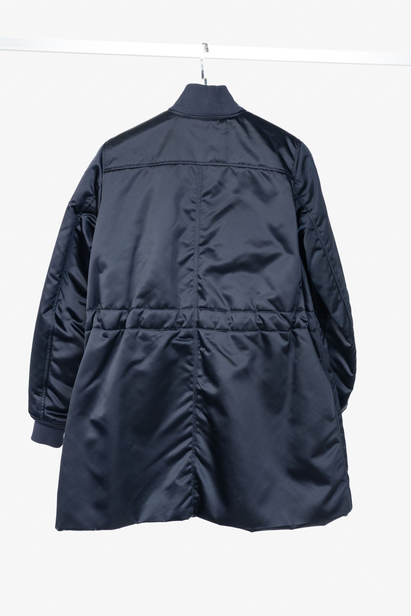 Acne Studios Acne Studios Aude Navy Nylon Long Bomber Jacket Size XS / US 0-2 / IT 36-38 - 2 Thumbnail