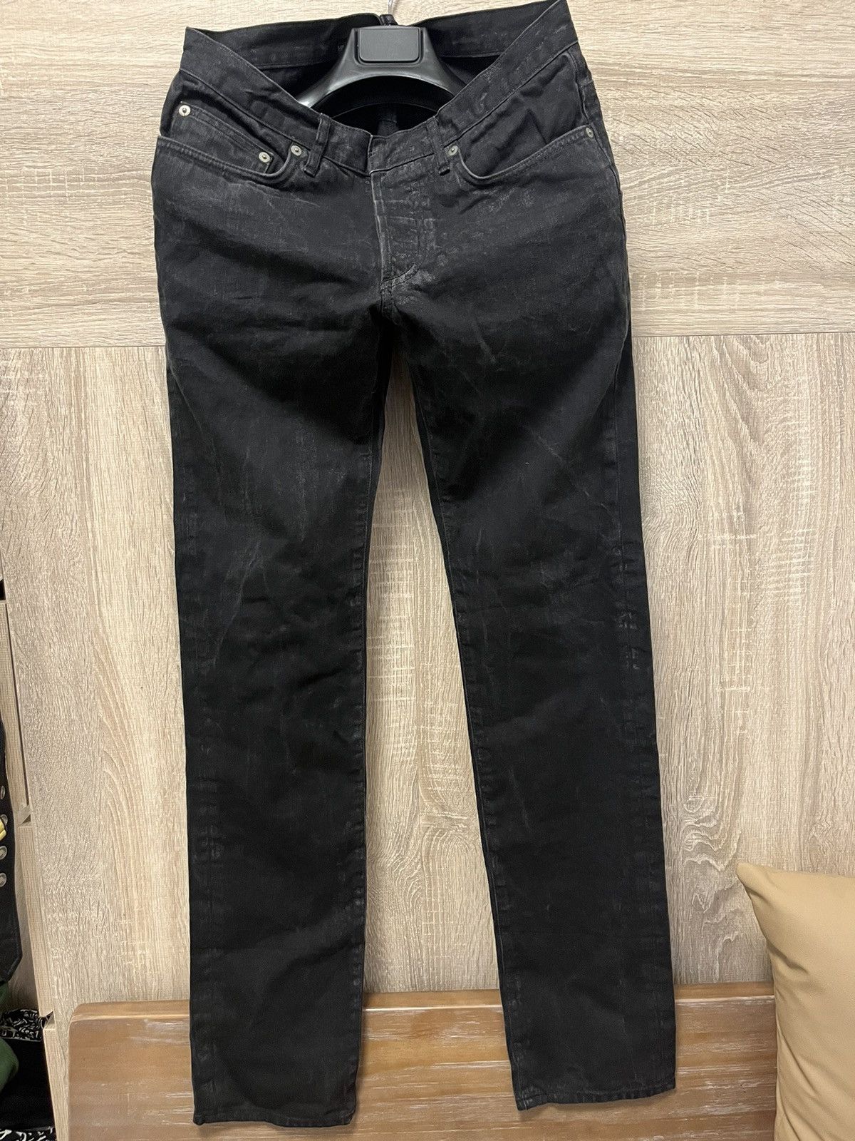 Dior × Hedi Slimane Dior Homme 06 Waxed Skinny Denim Jeans Black 