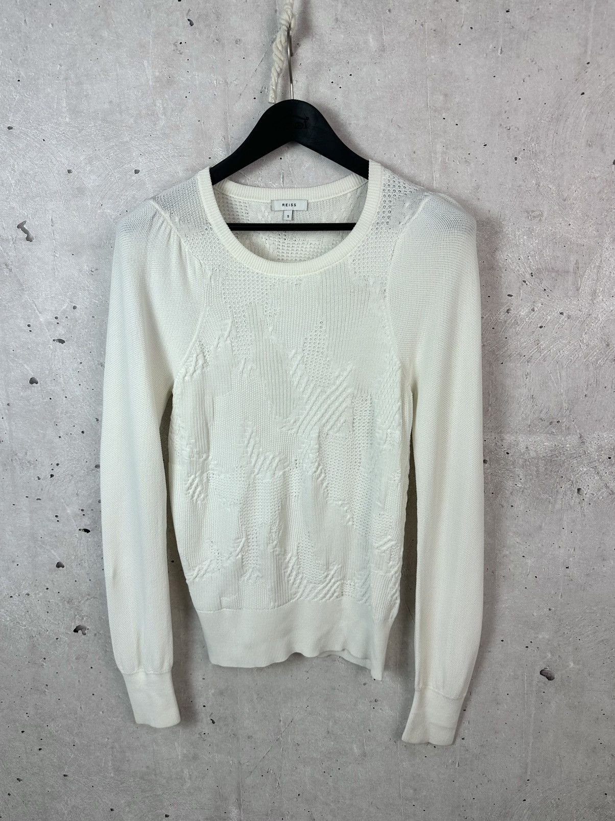 Reiss Reiss Bonita White Knit Viscose Long Sleeve Women’s Sweater Size S / US 4 / IT 40 - 1 Thumbnail