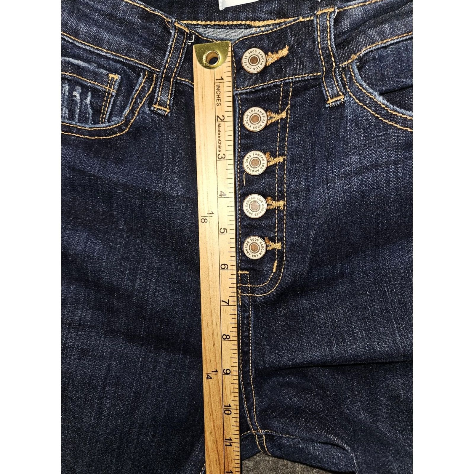 Vintage KanCan Jeans Womens 7/27 Blue High Rise Skinny Distressed Button Fly Raw Hem Size 28" / US 6 / IT 42 - 5 Thumbnail