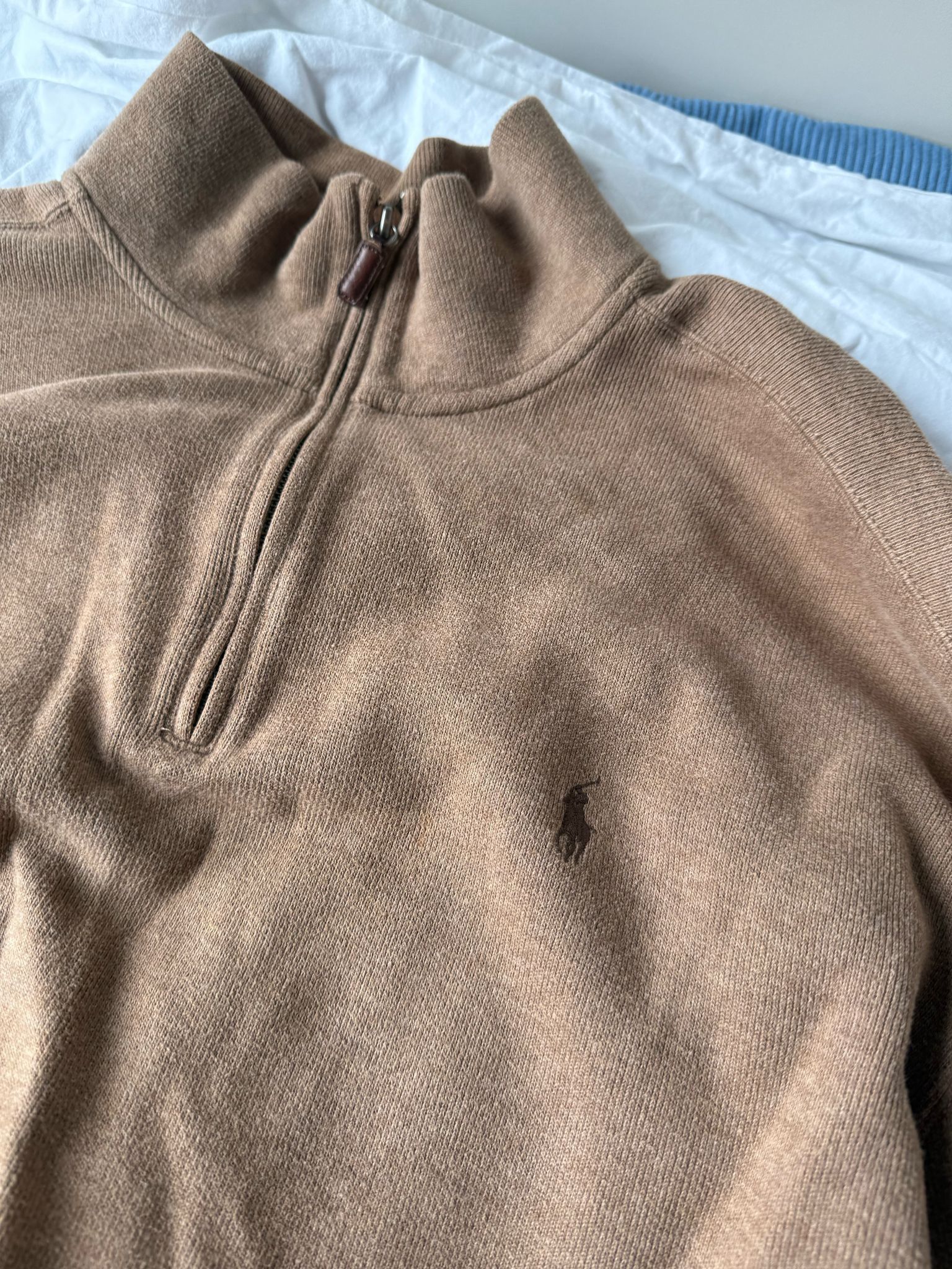 Polo Ralph Lauren Polo Ralph Lauren 1/4 Zip Sweater - Camel Brown Size US XXL / EU 58 / 5 - 1 Thumbnail