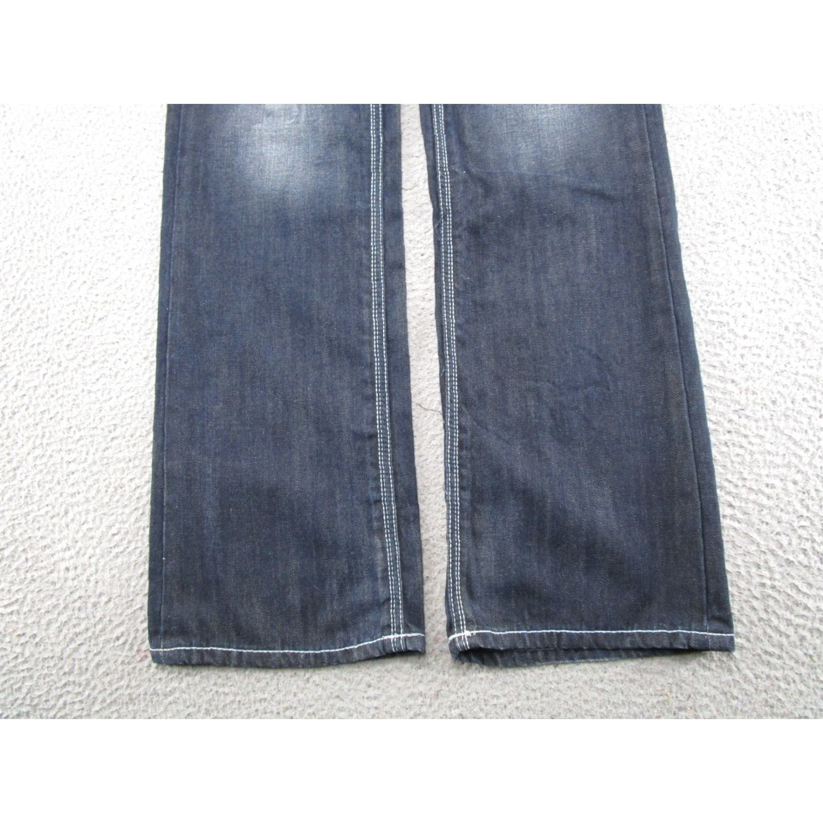 Denime CJ Black Jeans Mens Dark Wash Blue Denim Straight Leg Flap Pockets Size 34x34 Size US 34 / EU 50 - 2 Thumbnail