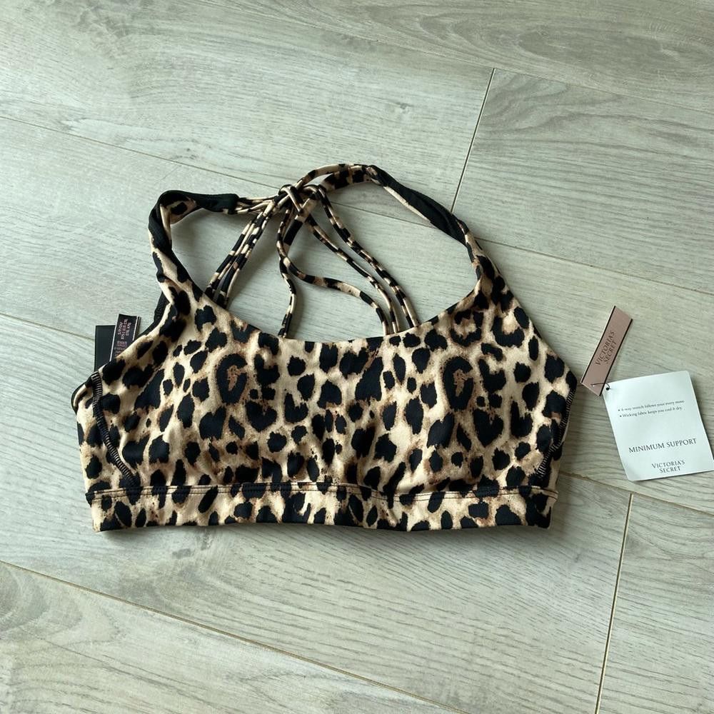 Designer Victoria's Secret Cheetah Strap Back Light Impact Sports Bra Size ONE SIZE - 1 Thumbnail
