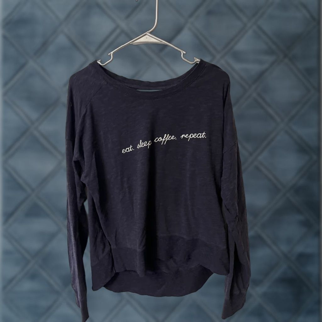 Gap Eat Sleep Coffee Repeat Long Sleeve Shirt Women’s M Blue Size M / US 6-8 / IT 42-44 - 1 Thumbnail