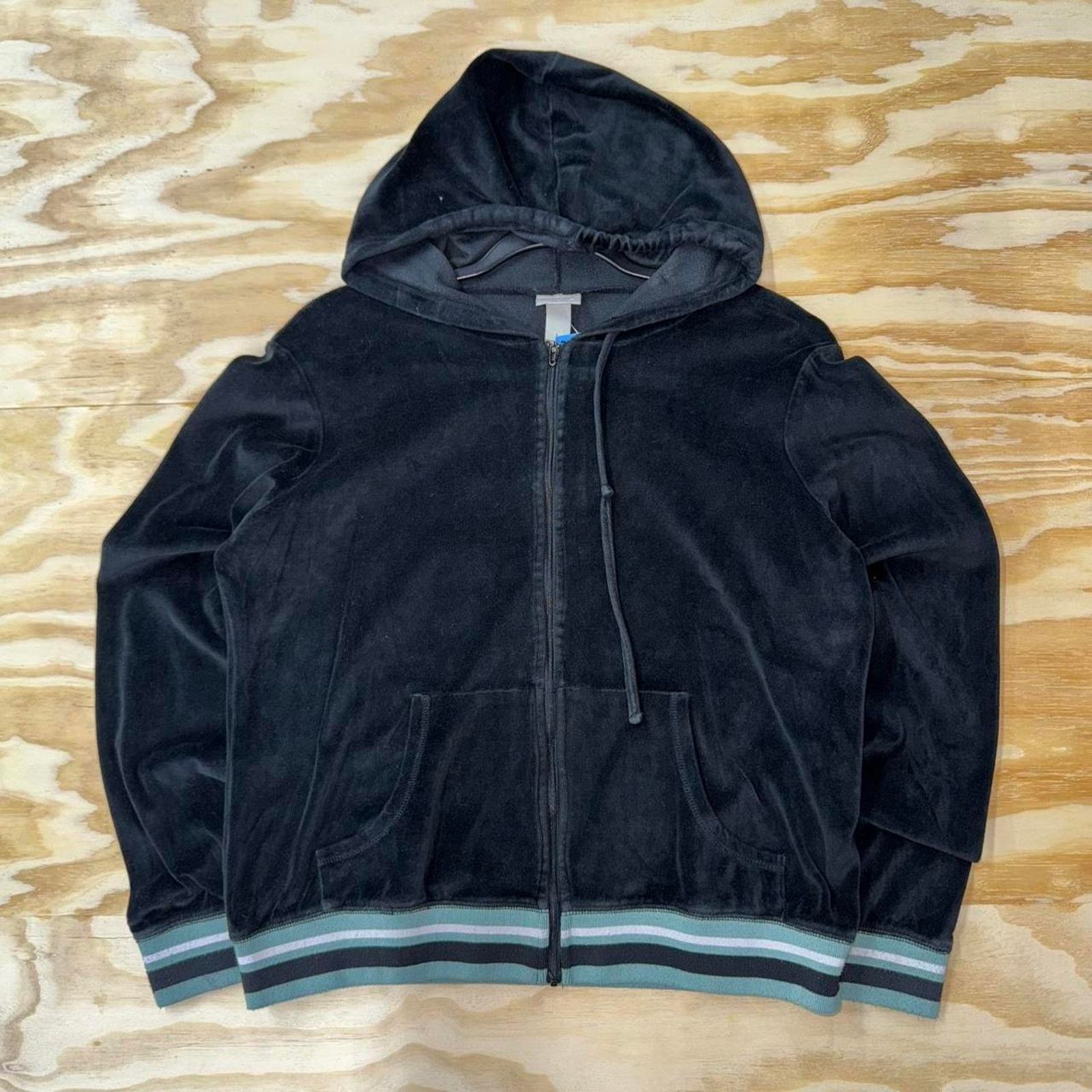 Mossimo Vintage y2k mossimo supply velour 2000s femme zip up hoodie Size L / US 10 / IT 46 - 1 Thumbnail