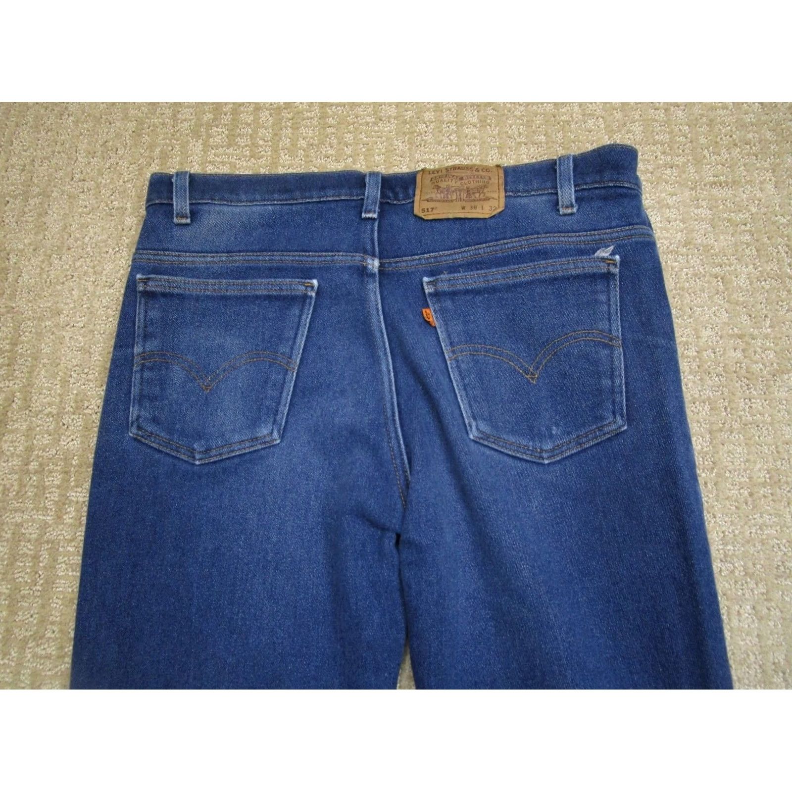 Levi's VINTAGE Levi's 517 Jeans Men 517 Bootcut Denim Blue 90s Slim Fit USA 38x30 Pants/Logo/Hemmed Distressed Faded 90s Mens Jeans Size US 38 / EU 54 - 4 Thumbnail