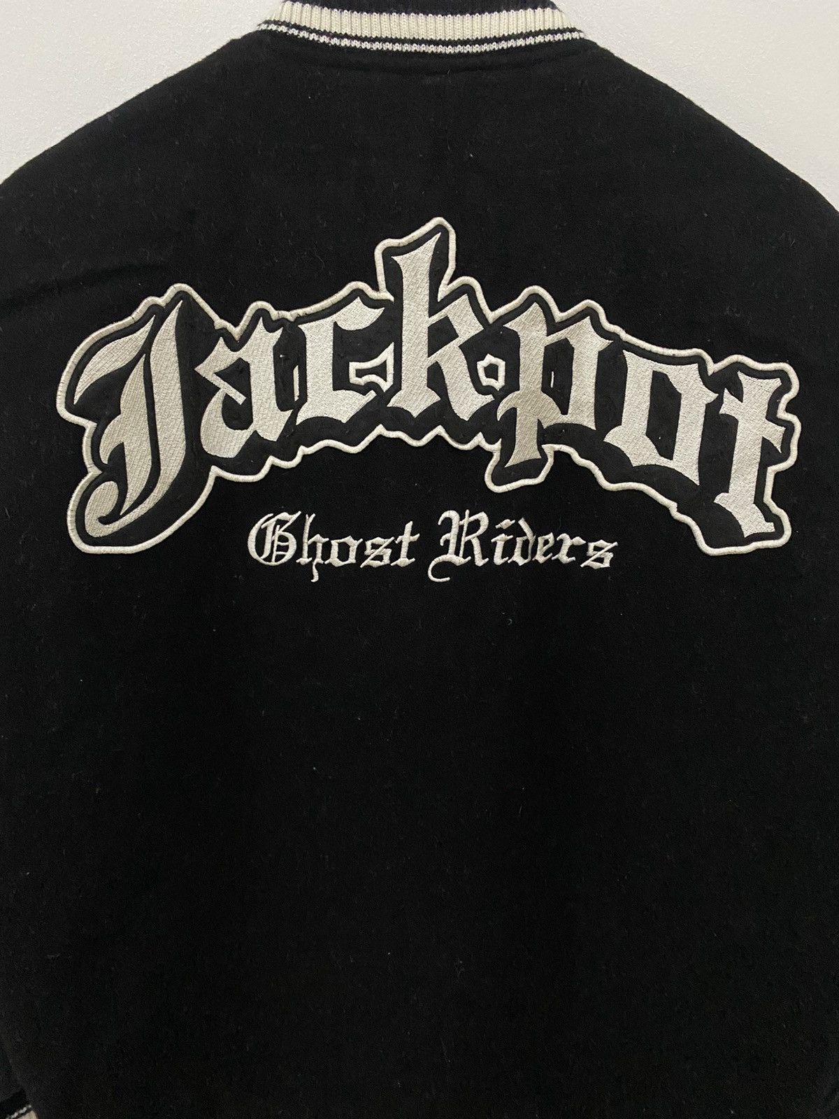 Japanese Brand Nylaus Jeans Jackpot Ghost Rider Varsity Jacket Size US L / EU 52-54 / 3 - 10 Thumbnail