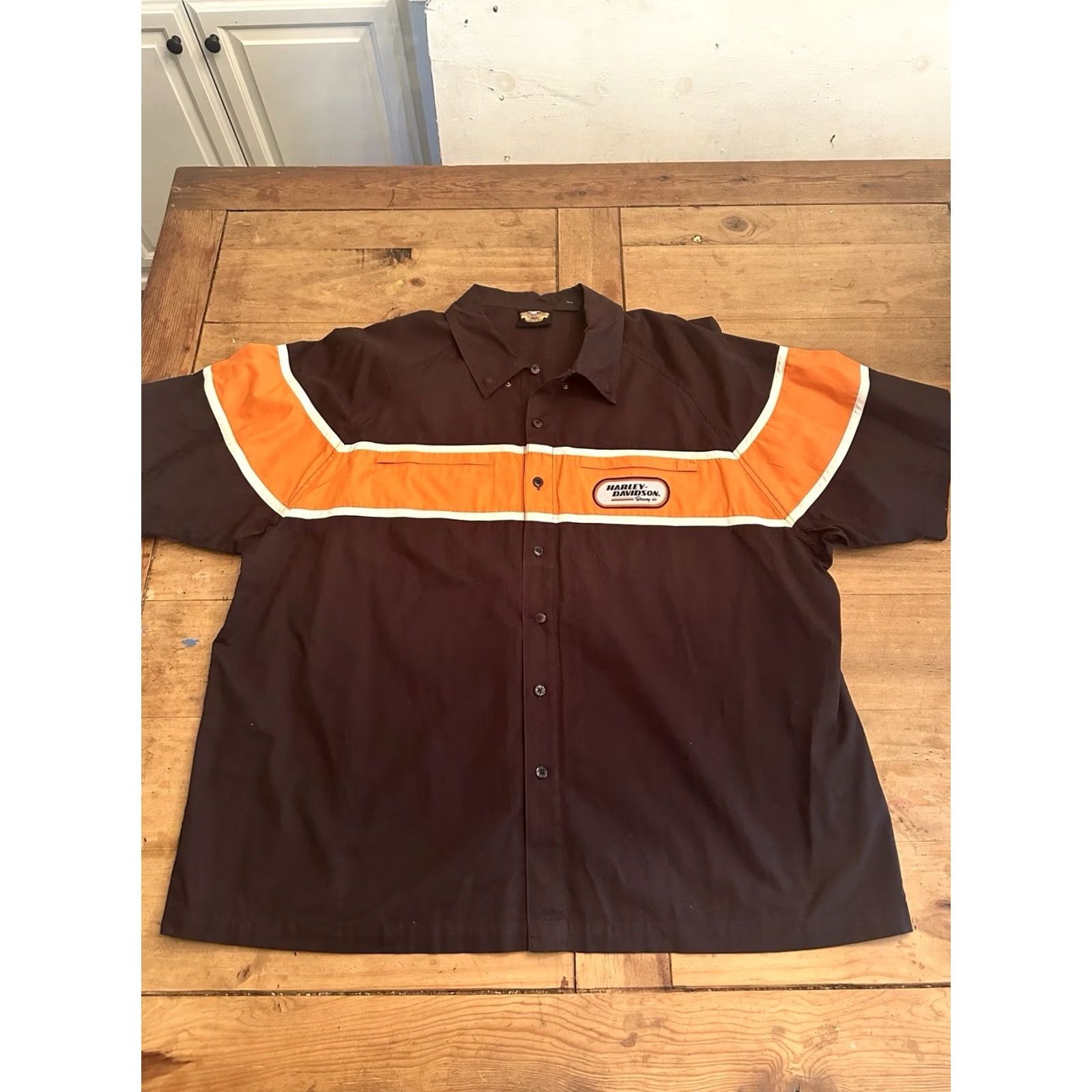 Harley Davidson HARLEY-DAVIDSON Shirt Mens 2XL Embroidered Garage Mechanics Work Short Sleeve Button-Up Casual Black Cotton Logo Size US XXL / EU 58 / 5 - 6 Thumbnail
