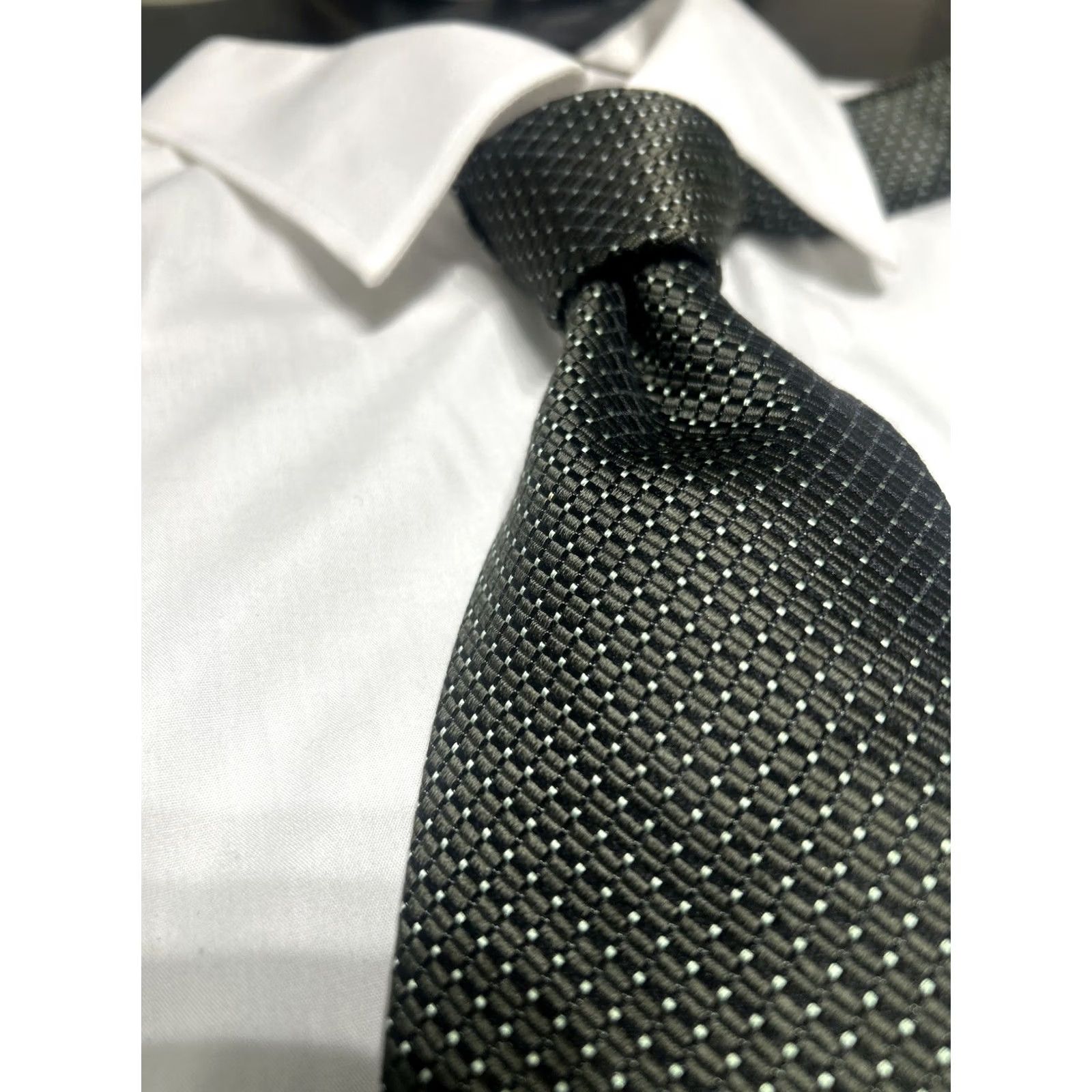 Vintage Pure Silk Cafe Coton Tie Geometric Green 3.5x58 Men Adult Silk Tie Mens Size ONE SIZE - 2 Thumbnail