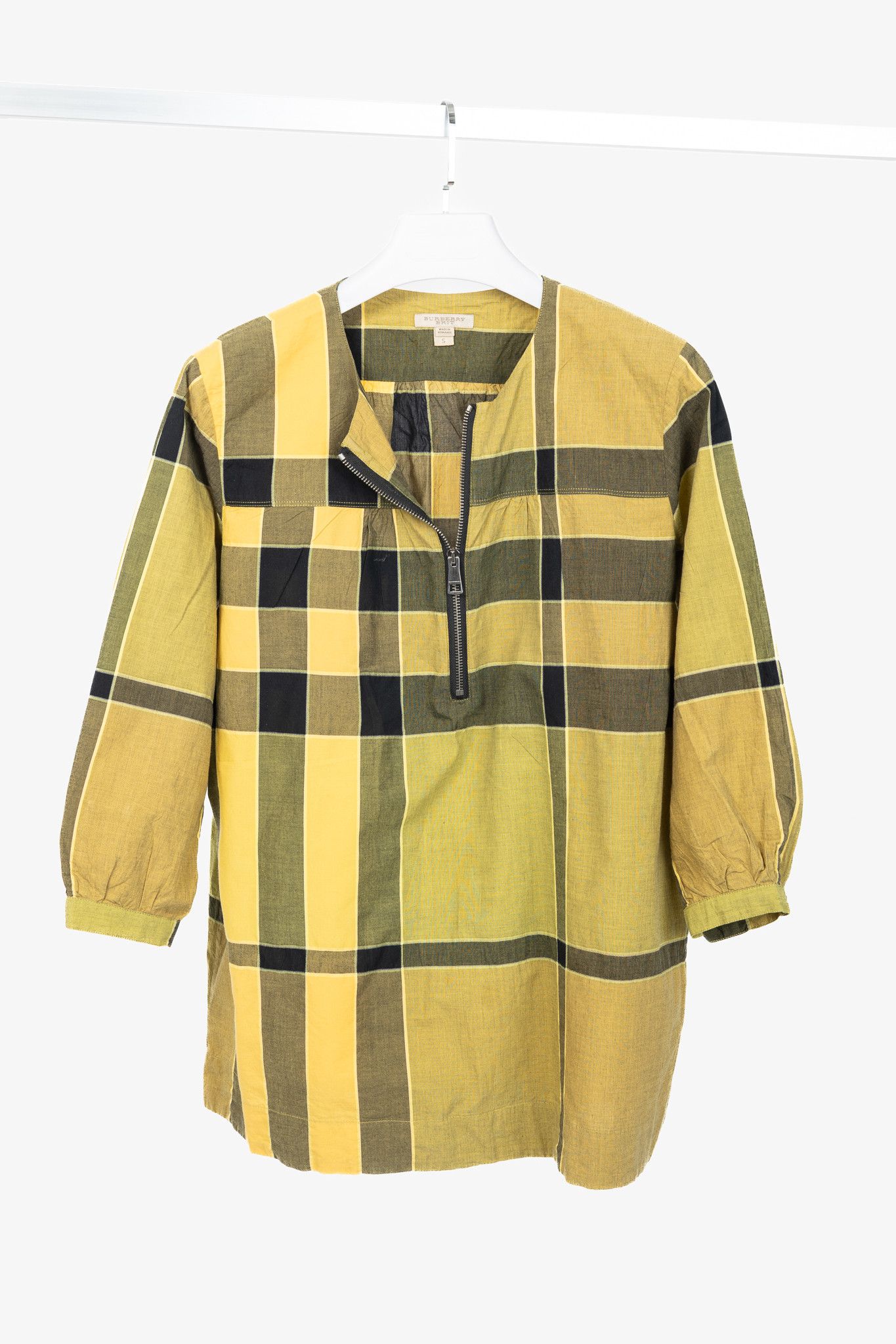 Burberry Burberry Brit Yellow Check Cotton Zip Blouse Size S / US 4 / IT 40 - 1 Thumbnail