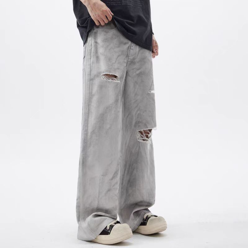 Jean Distressed off-white ripped baggy jeans Size US 30 / EU 46 - 2 Thumbnail