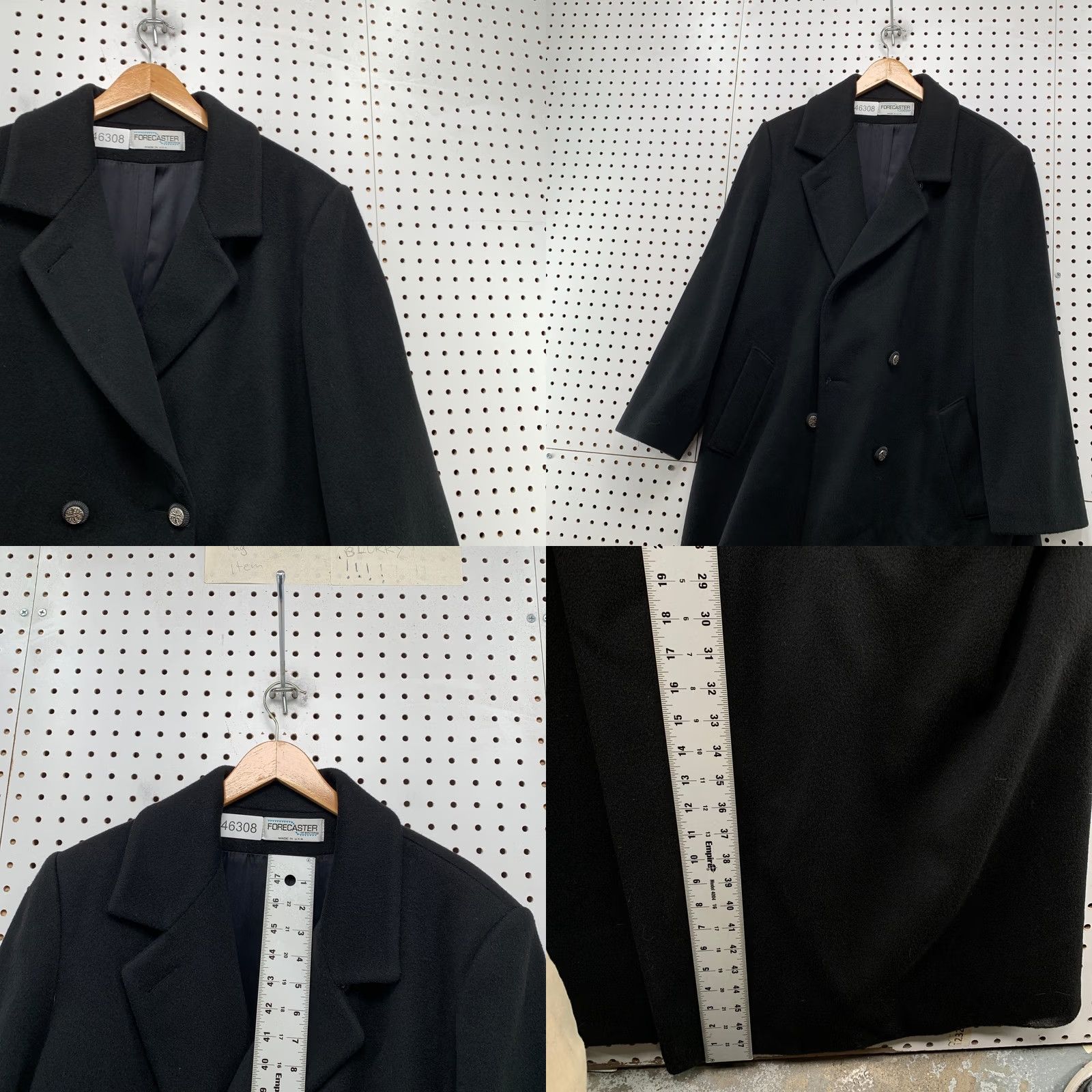 Doublet Vintage Forecaster Boston Wool Overcoat Women 16 Black Double Breasted Made USA Size XXL / US 16-18 / IT 52-54 - 8 Thumbnail