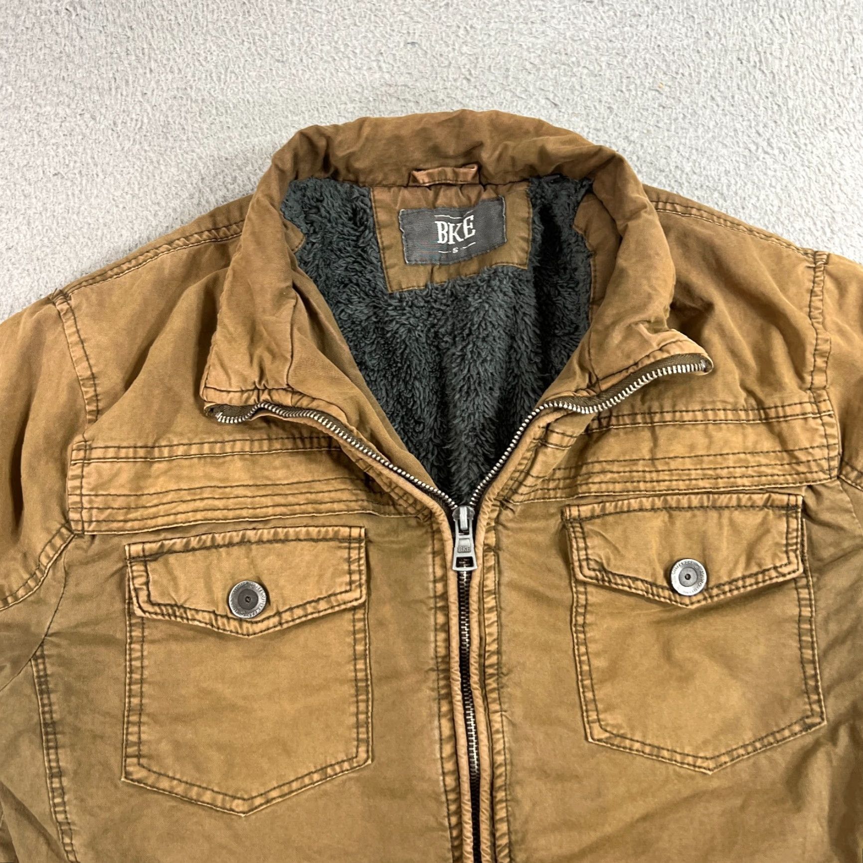 Vintage VINTAGE BKE Jacket Tan Khaki Sherpa Fur Lined Jacket Men's S Size US S / EU 44-46 / 1 - 3 Thumbnail