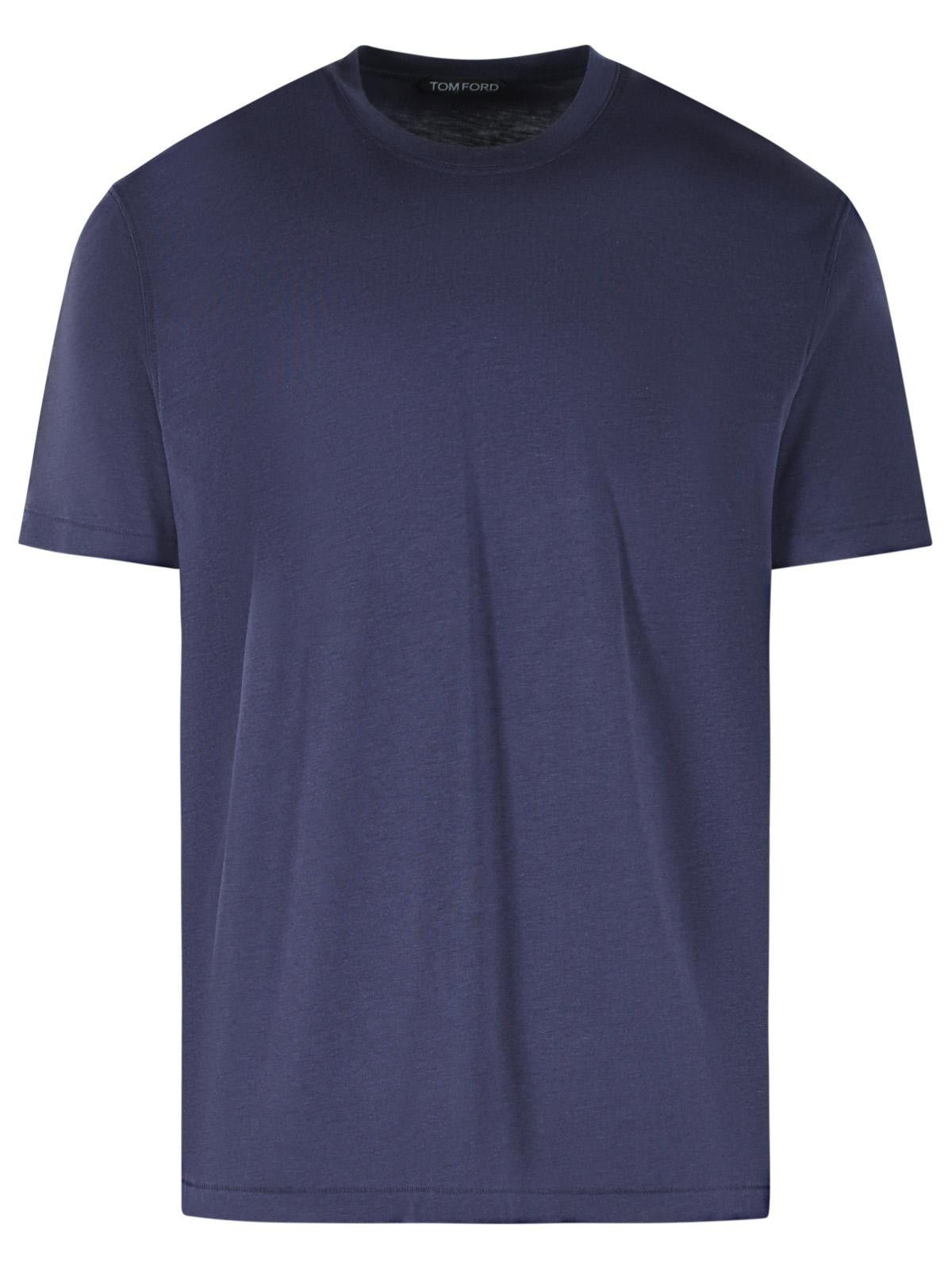 Tom Ford TOM FORD Navy Cotton Blend T-Shirt Size US L / EU 52-54 / 3 - 1 Thumbnail