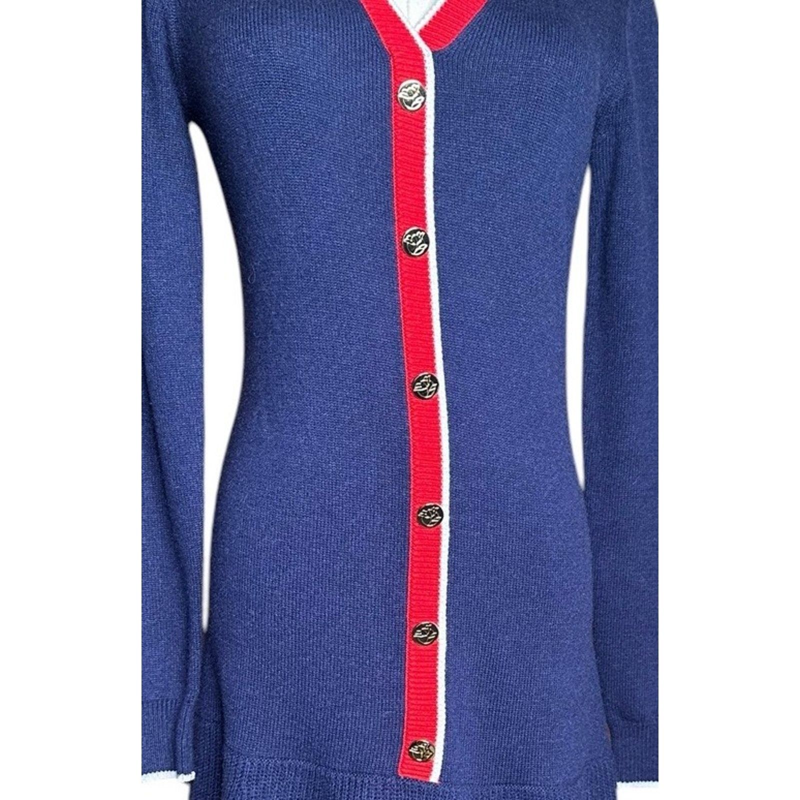 Other Draper James Nassau Navy Mini Sweater Dress Pleated Size XS Size XS / US 0-2 / IT 36-38 - 4 Thumbnail