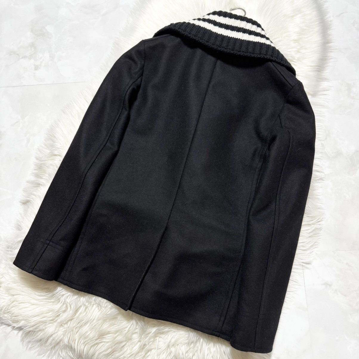 Givenchy Givenchy Striped Rib Knit Melton Peacoat Jacket Size US S / EU 44-46 / 1 - 10 Thumbnail
