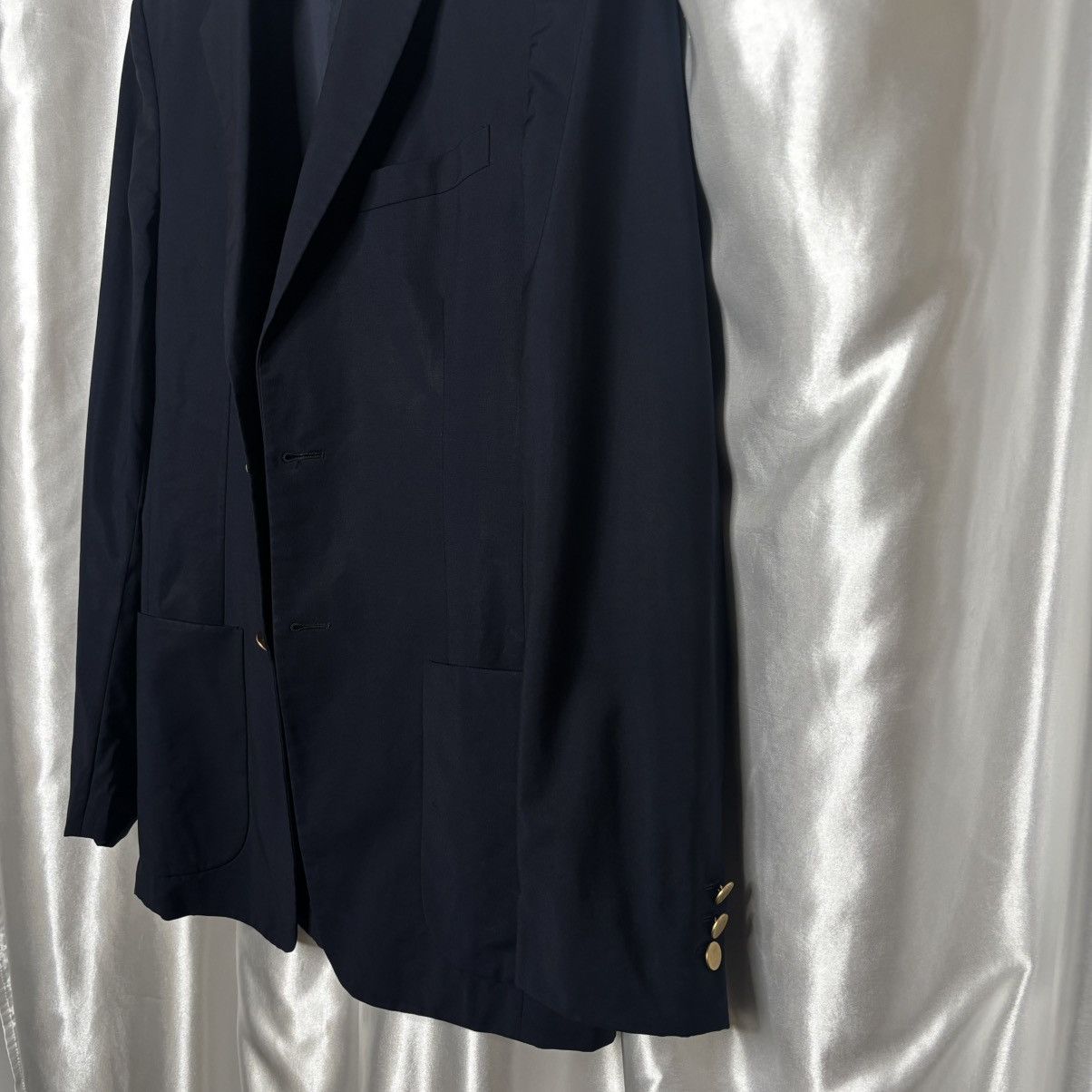 Prada navy woolen mohair Prada jacket with gold colored buttons Size 48R - 3 Thumbnail