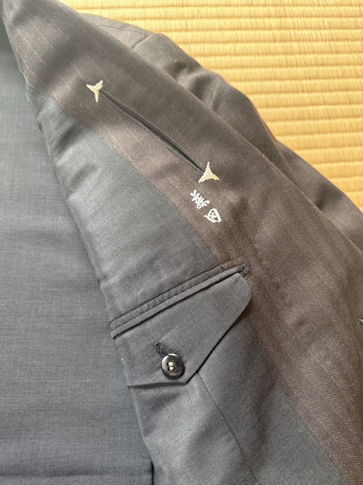 Other Spring&Autumn Brown Herringbone Pinstripe Wool Suit Size 44S - 7 Thumbnail