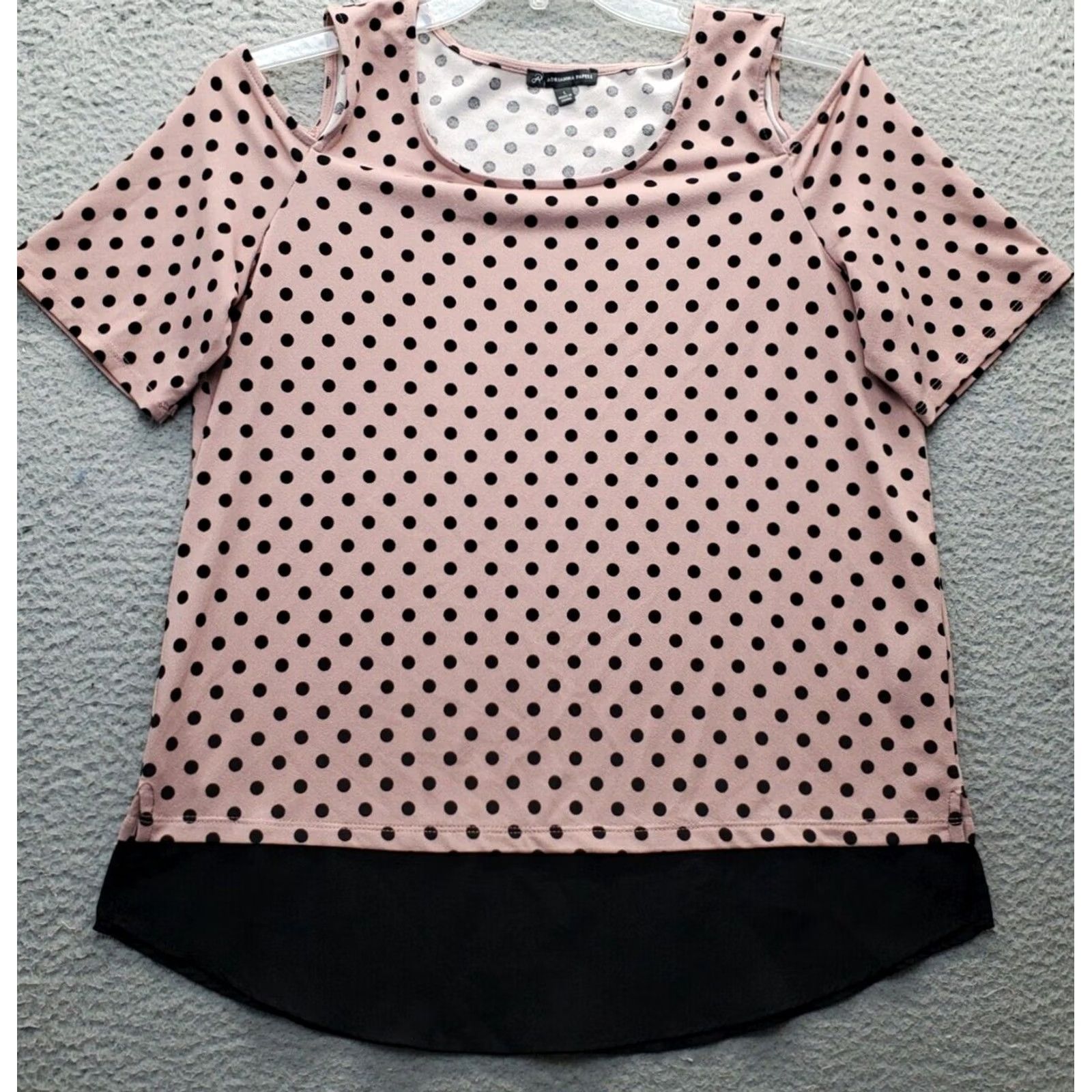 Adrianna Papell Adrianna Papell Blouse Womens Size L Polka Dot Cold Shoulder Sleeve Multicolor Top Size L / US 10 / IT 46 - 2 Thumbnail