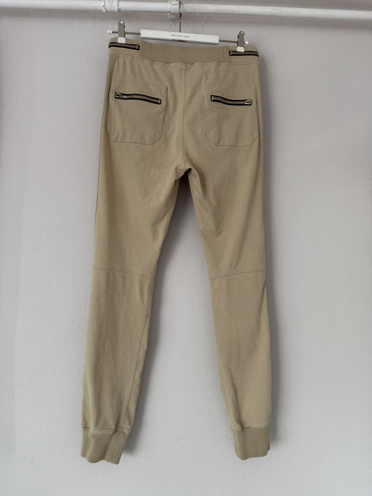 Balmain Beige Biker Joggers with Zip Pockets and Ribbed Panels Size US 32 / EU 48 - 10 Thumbnail