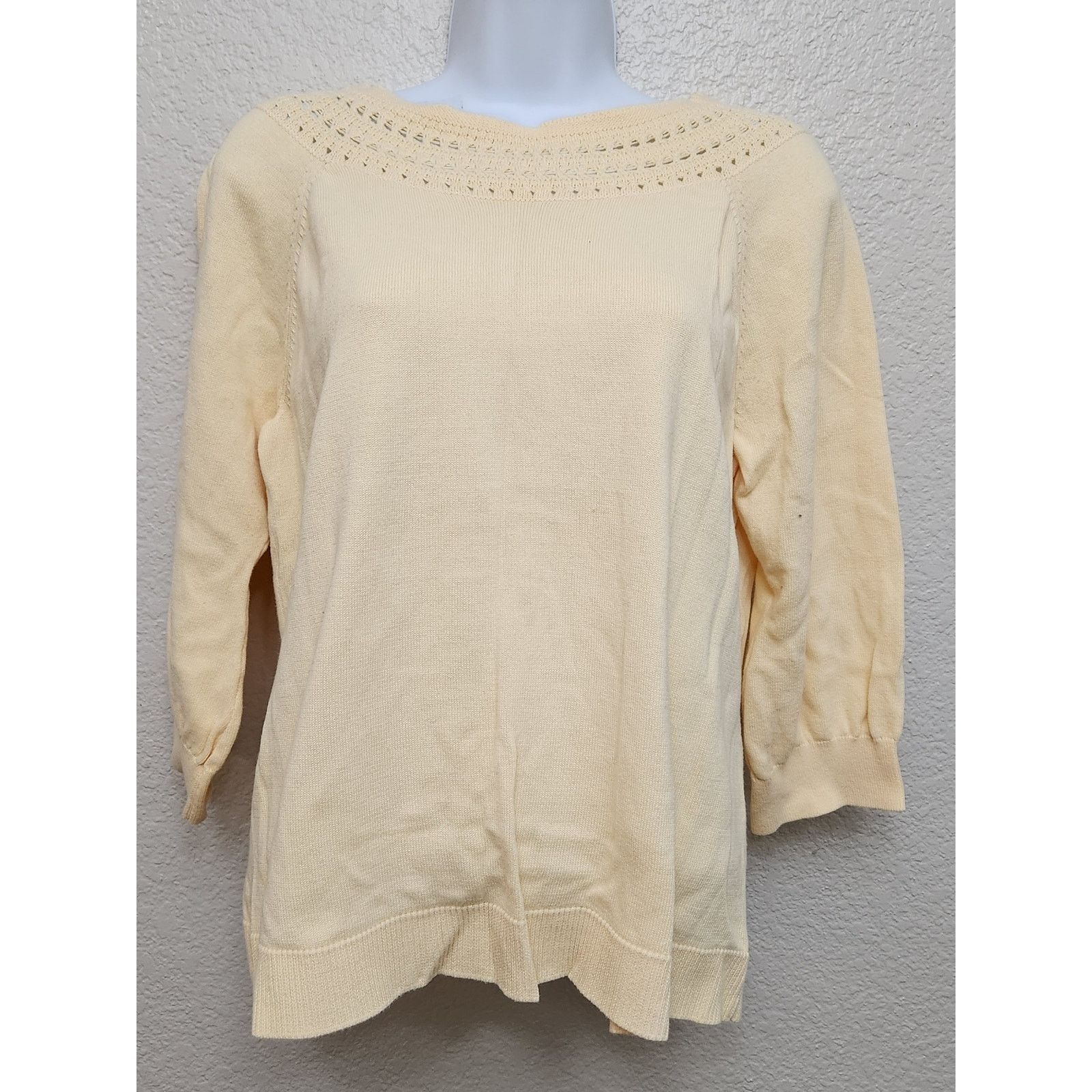 Other Brittany Black Yellow Crochet Round Neck Sweater Top Large Size L / US 10 / IT 46 - 1 Thumbnail