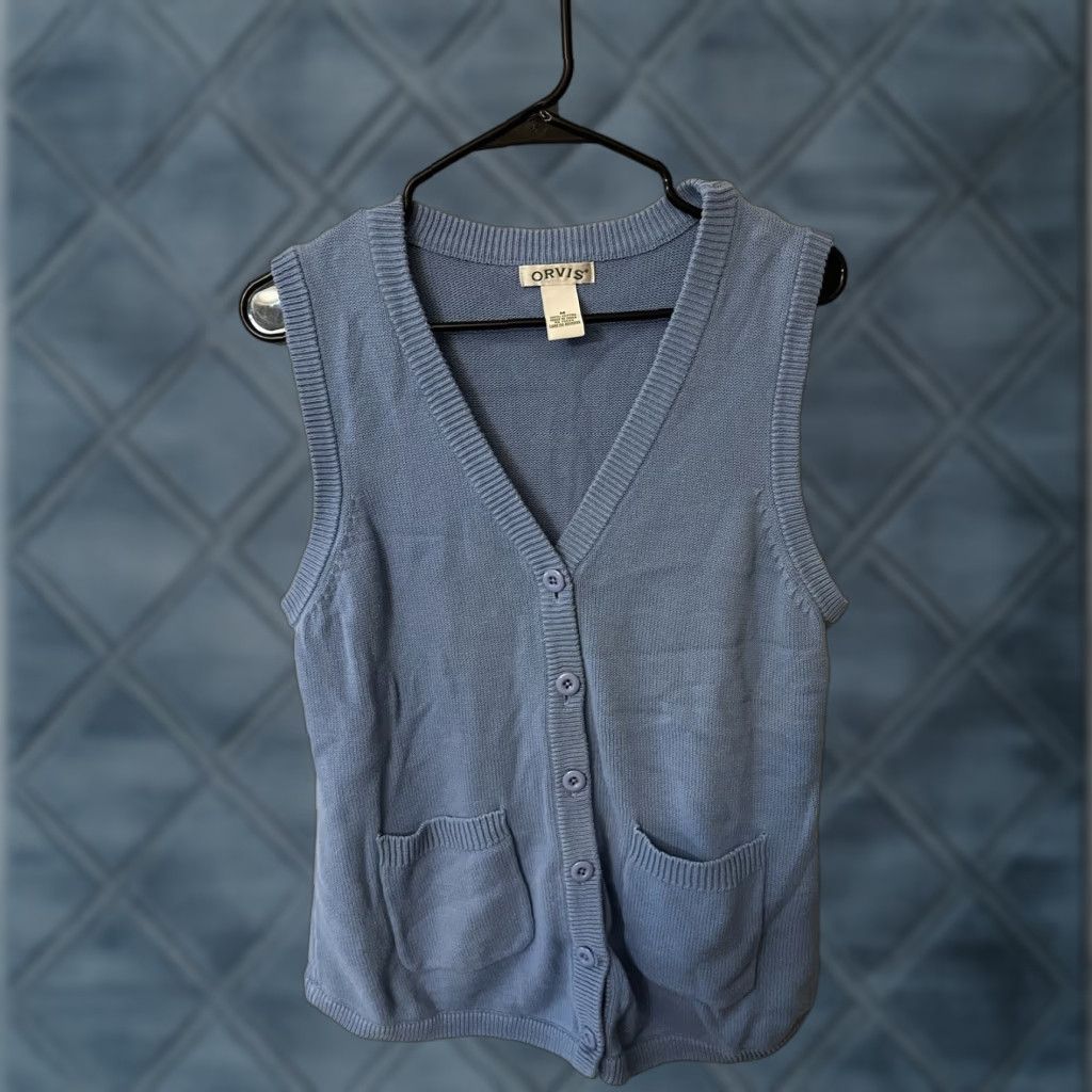 Orvis VINTAGE Orvis Button Vest Sweater 100% Cotton Blue Size M USA Mens Size US M / EU 48-50 / 2 - 1 Thumbnail