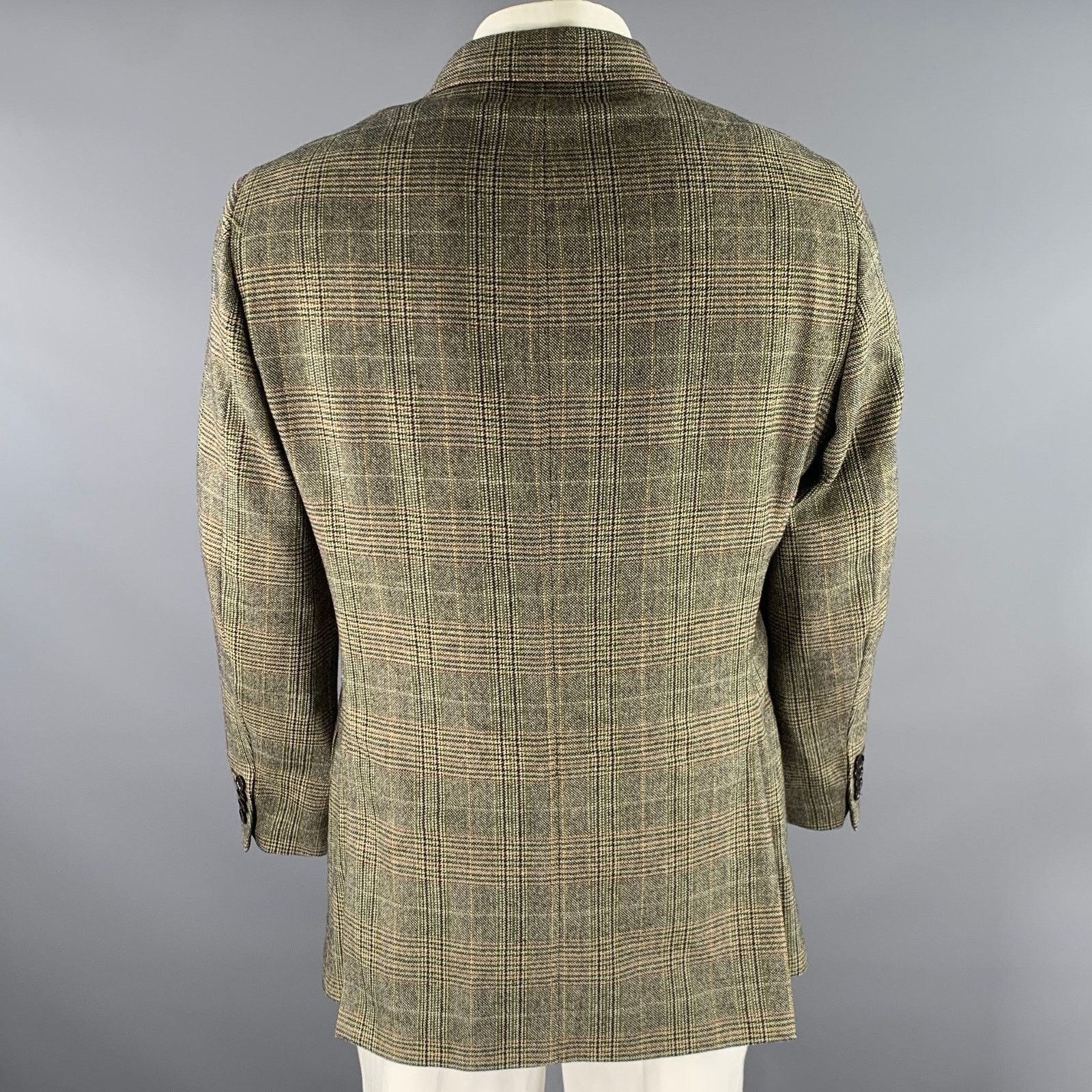 Etro ETRO Size 46 Tan Olive Glen Check Wool Cashmere Sport Coat Size 46R - 4 Thumbnail