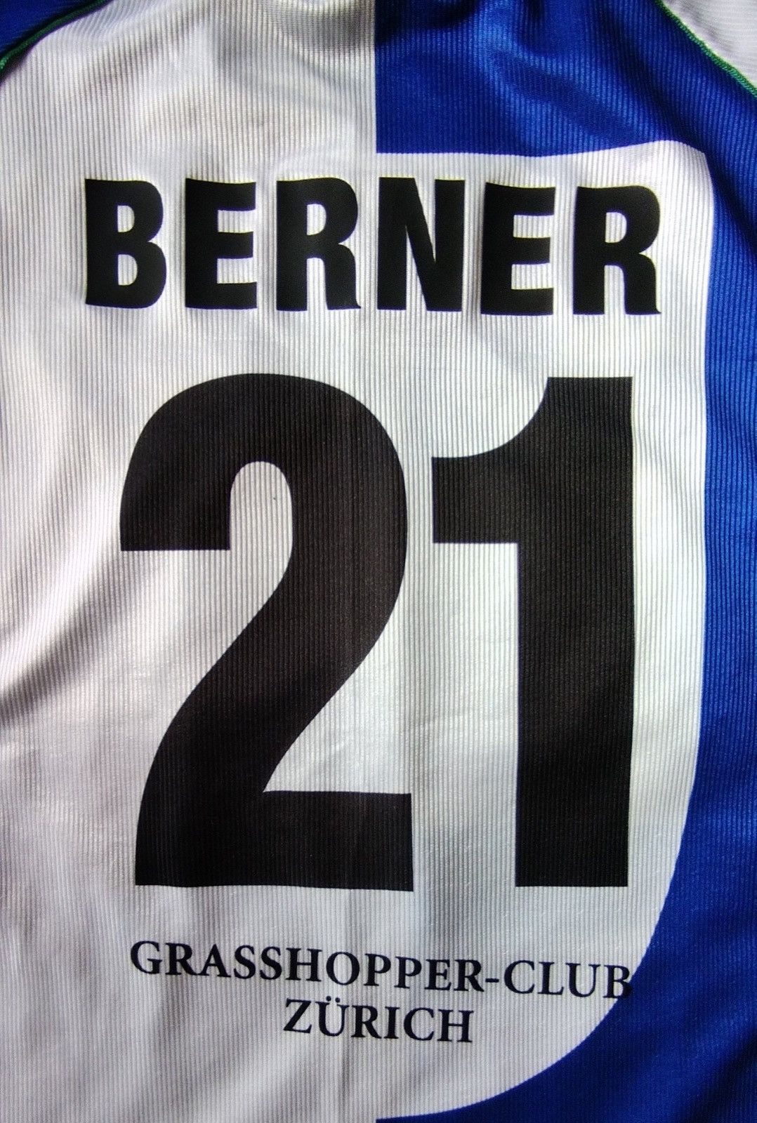 Adidas Grasshoppers Zurich 1999/2000 match worn shirt #21 Berner Size US XL / EU 56 / 4 - 6 Thumbnail