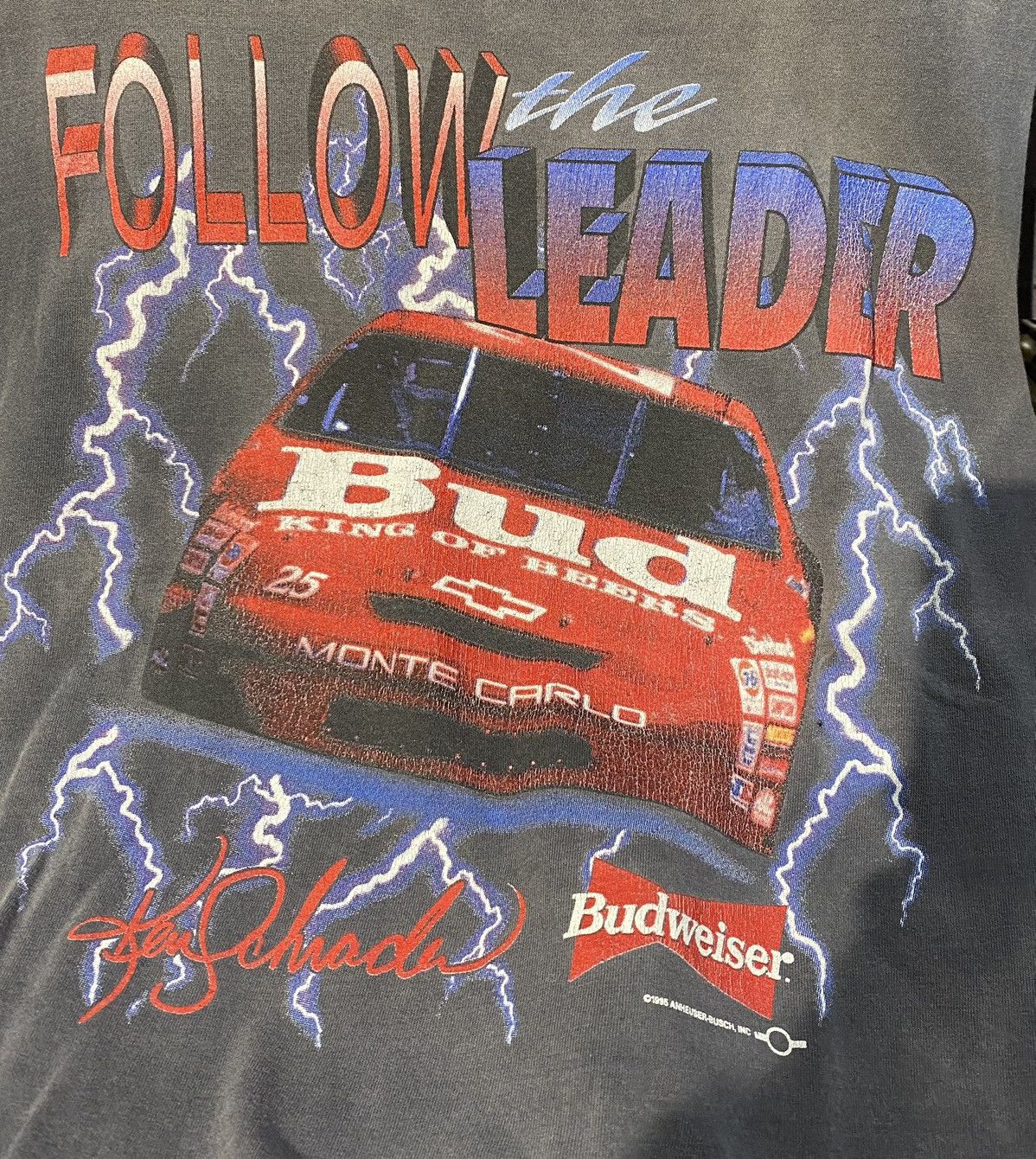Budweiser × NASCAR × StraightFaded Nascar Tee Thunder Budweiser Ken Schrader 1995 Vintage 90’s Size US L / EU 52-54 / 3 - 3 Thumbnail