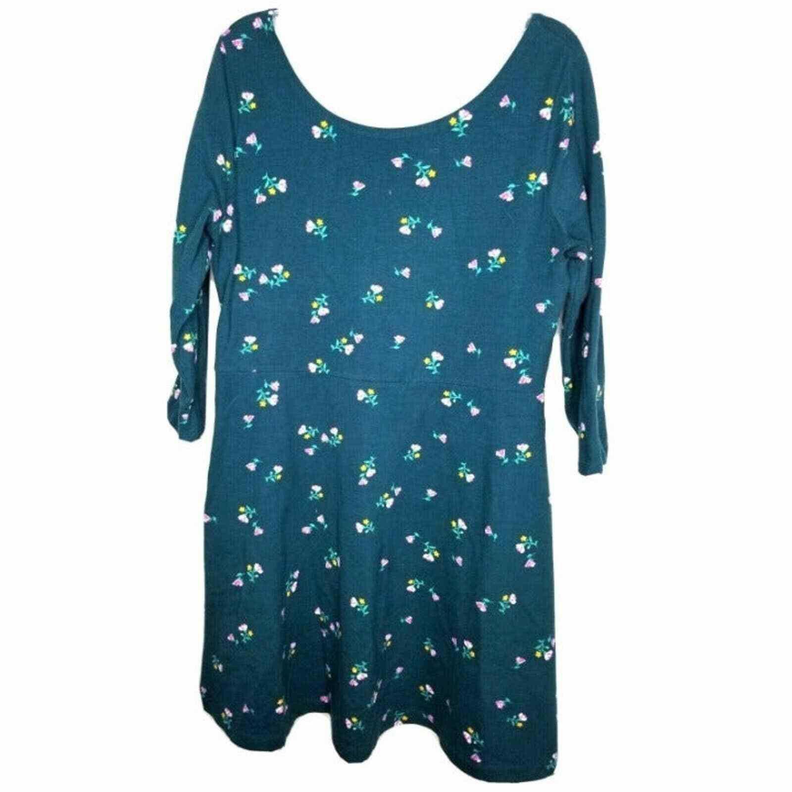 Old Navy Old Navy Floral Green Modest Dress Extra 3/4 Sleeves Sprin Size XL / US 12-14 / IT 48-50 - 1 Thumbnail