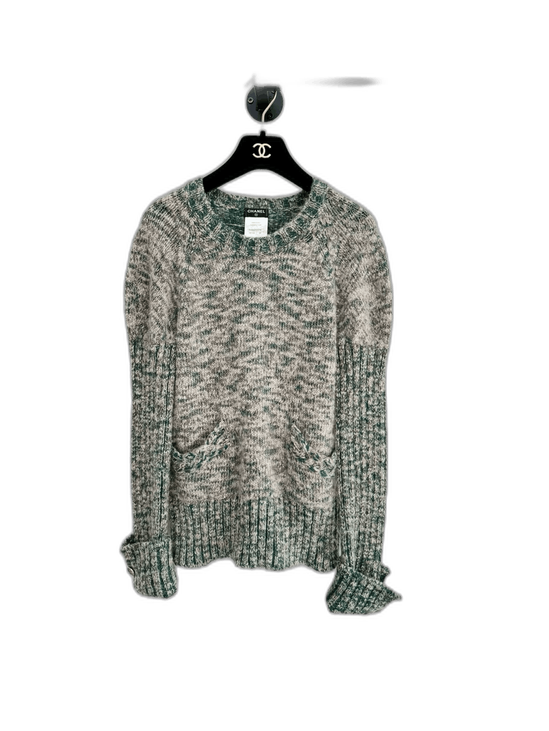 Chanel Sweater in Green and Beige Color