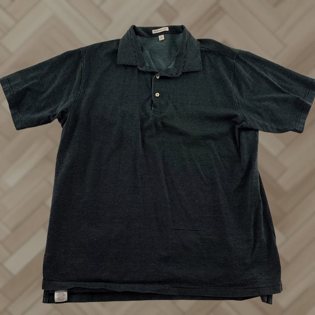 Peter Millar Peter Millar Short Sleeve Golf Polo Shirt Men's XL Black Teal 100% Cotton Button-Up Sports Summer Comfort Regular Knit Shirt Size US XL / EU 56 / 4 - 1 Thumbnail