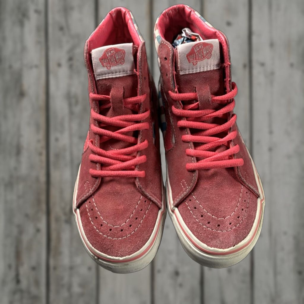 Vans Sk8-Hi Shoes Womens Size 7 Multicolor Checkered Suede High Top Y2K Pink VTG